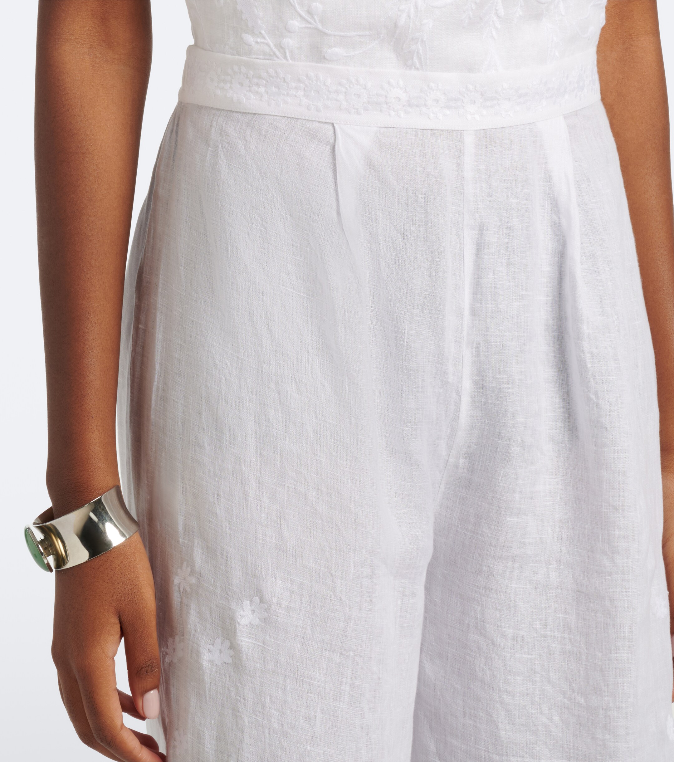 Eres Eres Albatre embroidered linen wide-leg pants