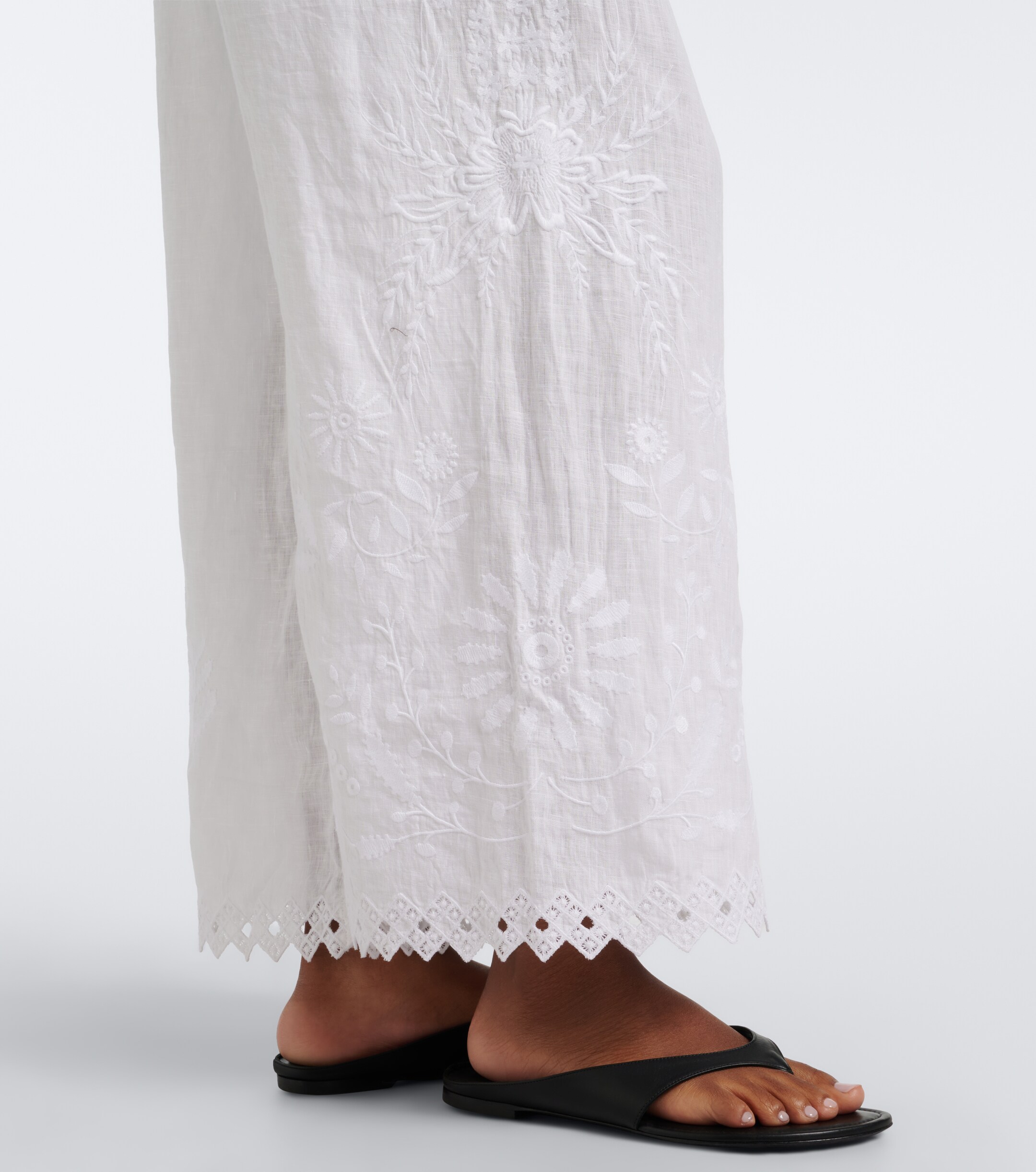 Eres Eres Albatre embroidered linen wide-leg pants
