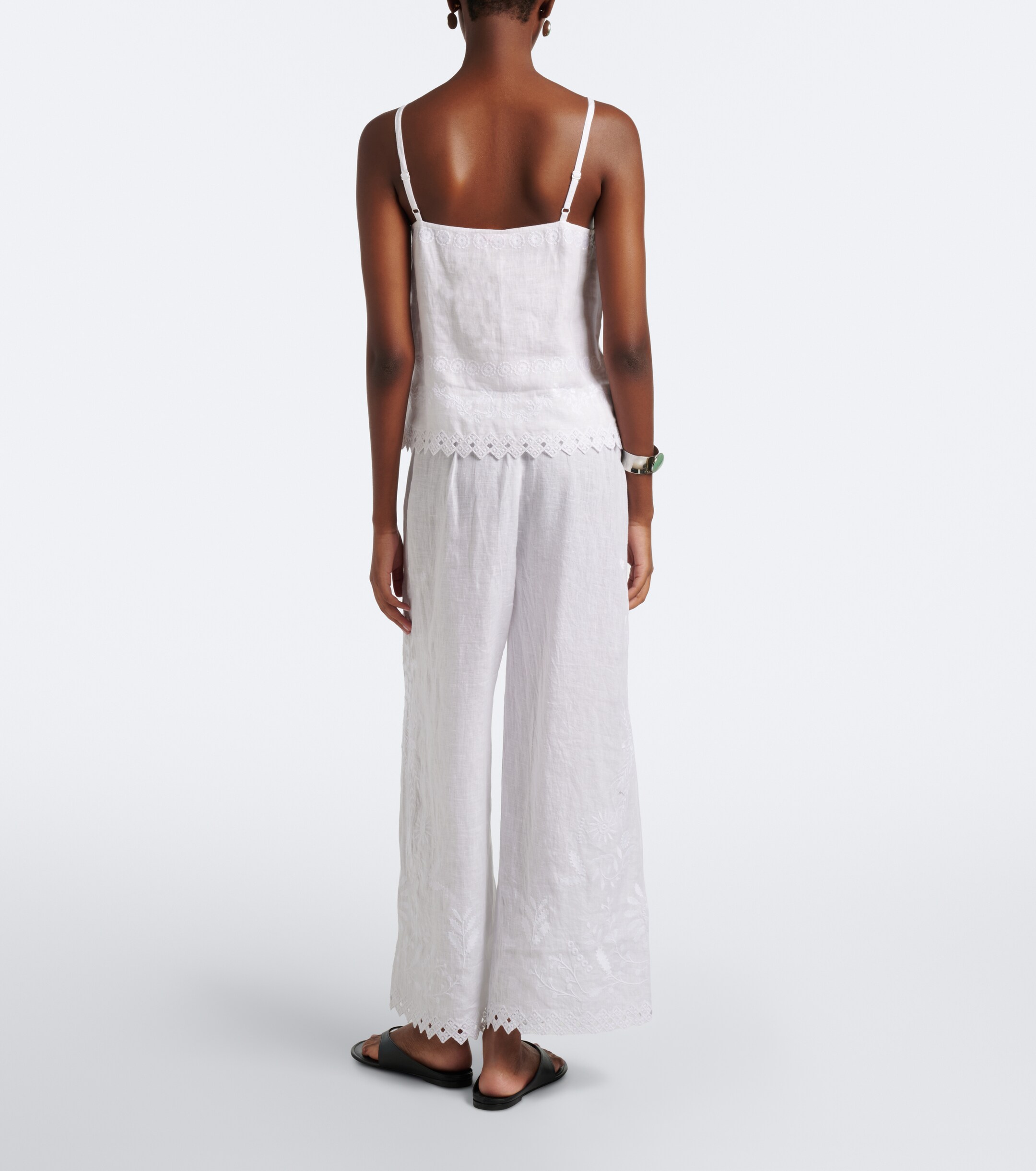 Eres Eres Albatre embroidered linen wide-leg pants