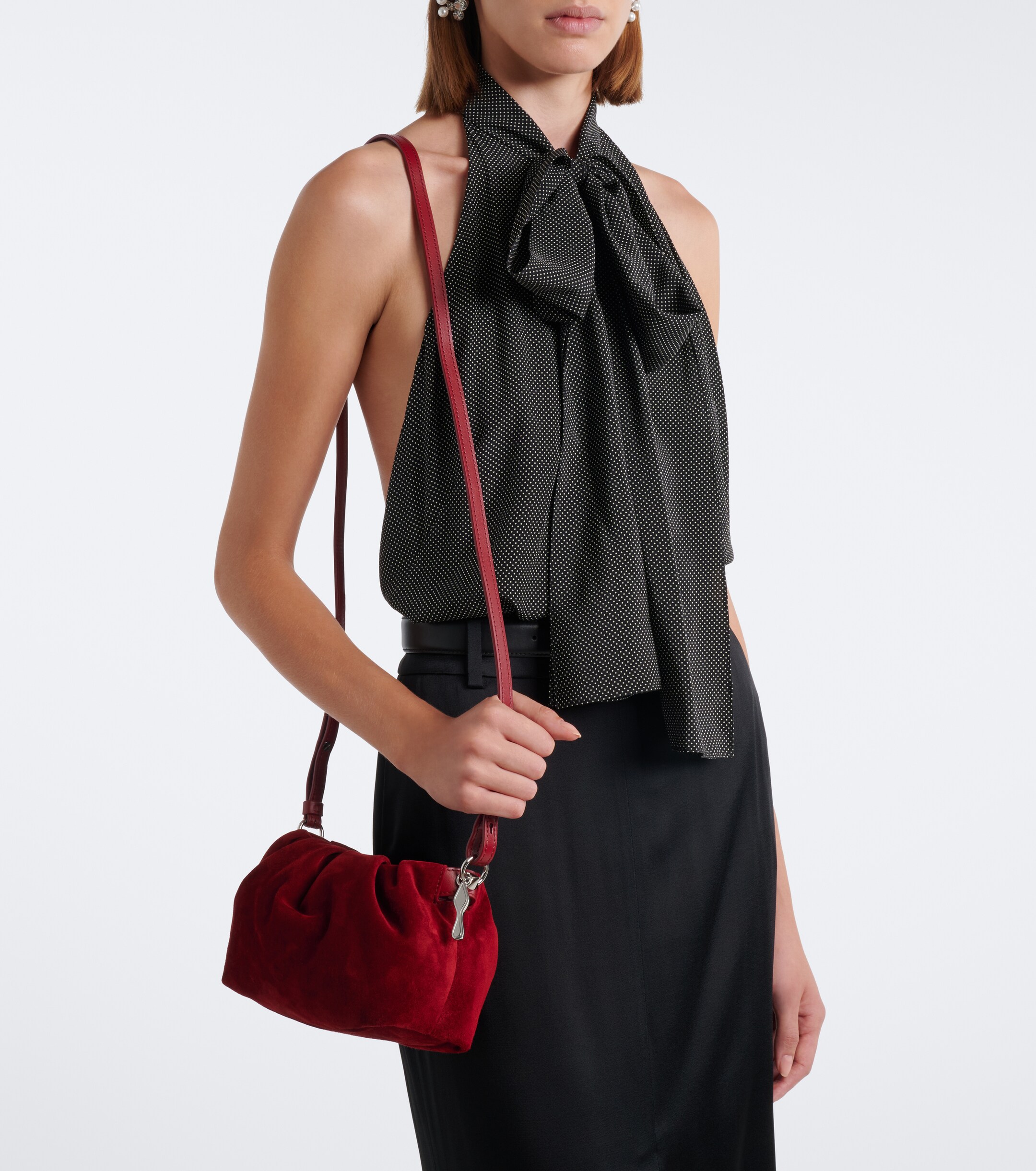 CHRISTIAN LOUBOUTIN Eva Mini suede crossbody bag