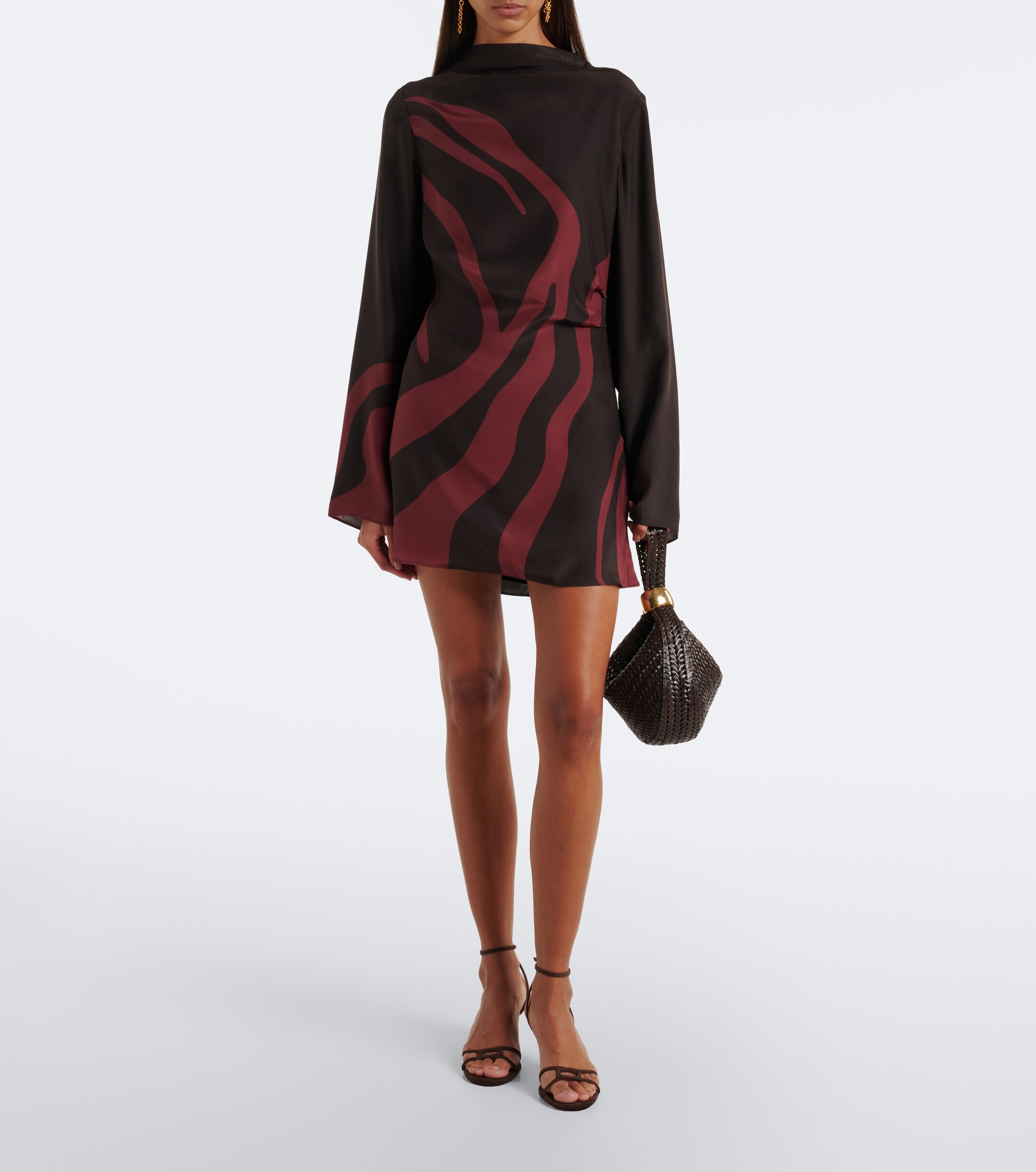 SIR. SIR Printed silk satin minidress