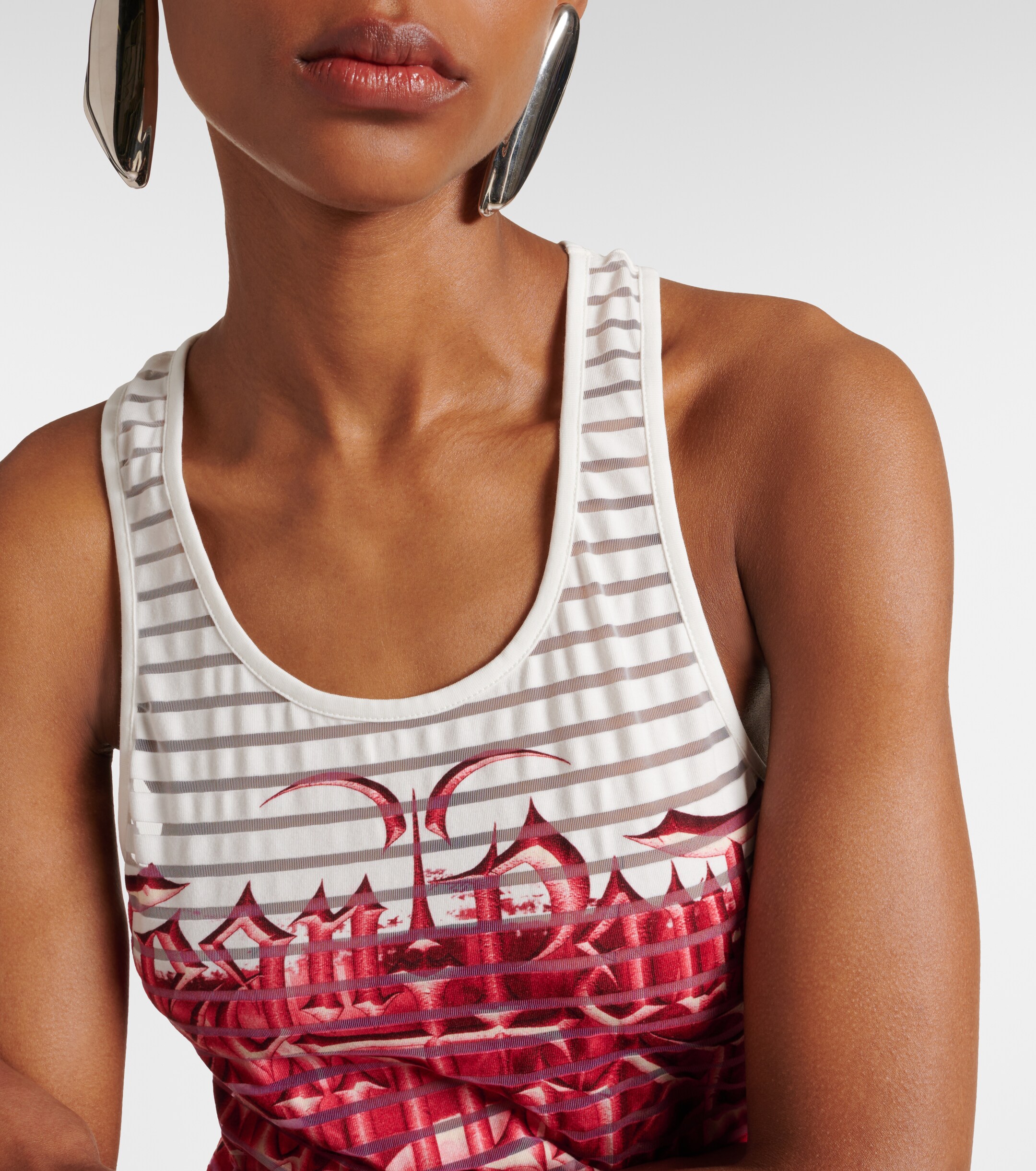 Jean Paul Gaultier Striped printed cotton-blend jersey maxi dress