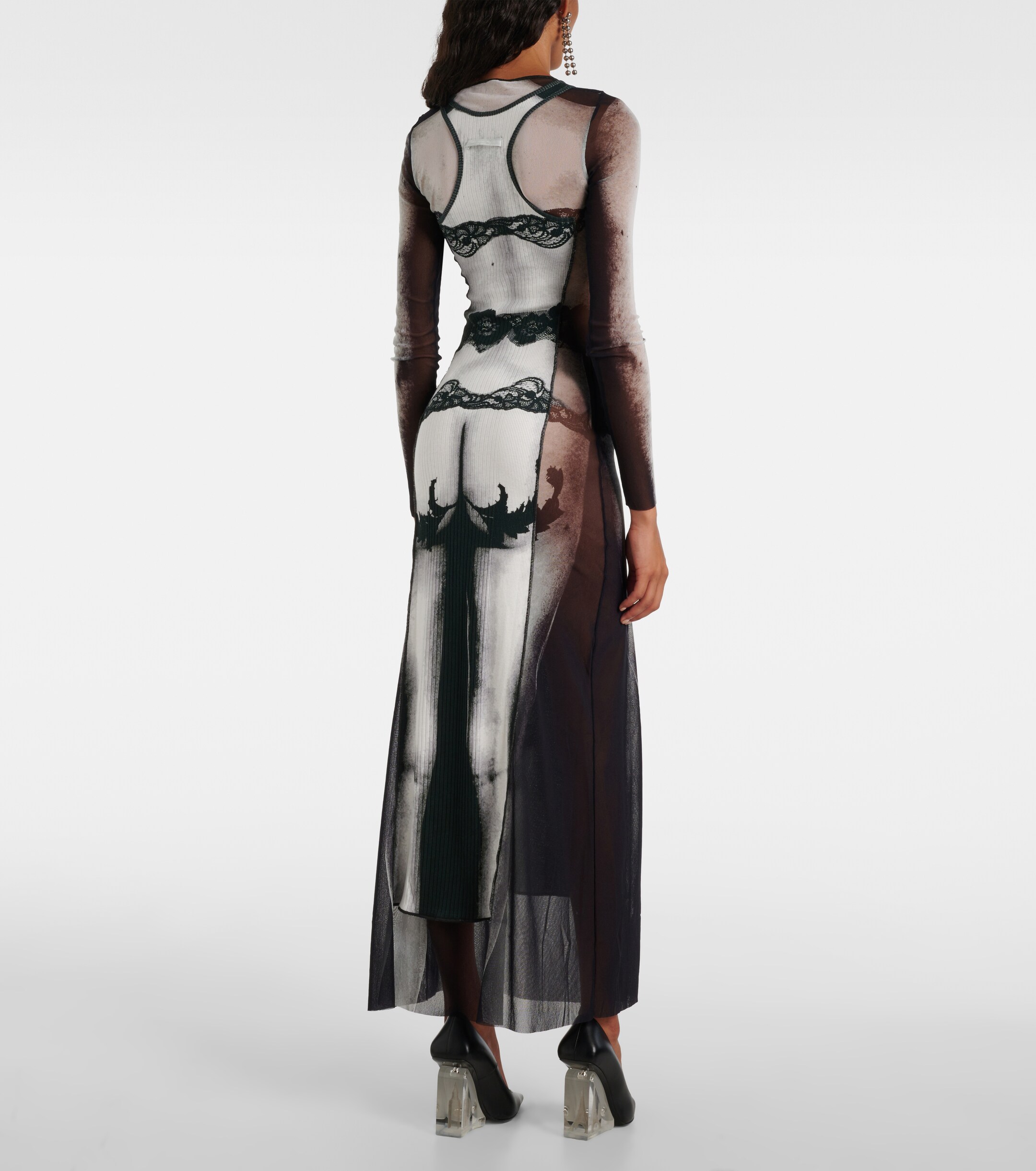 Jean Paul Gaultier Marinière striped mesh maxi dress