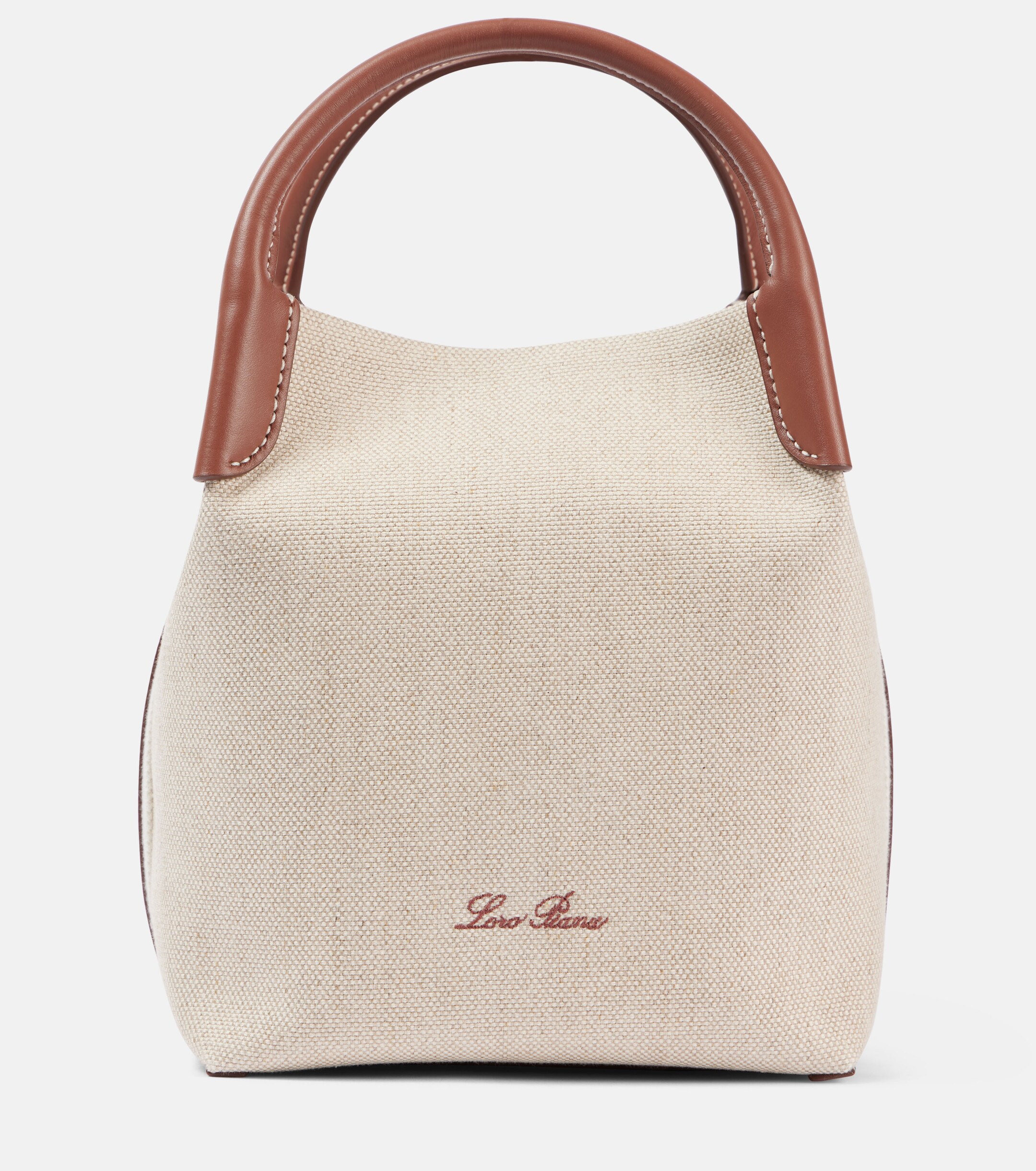 Loro Piana Bale Small leather-trimmed canvas tote bag