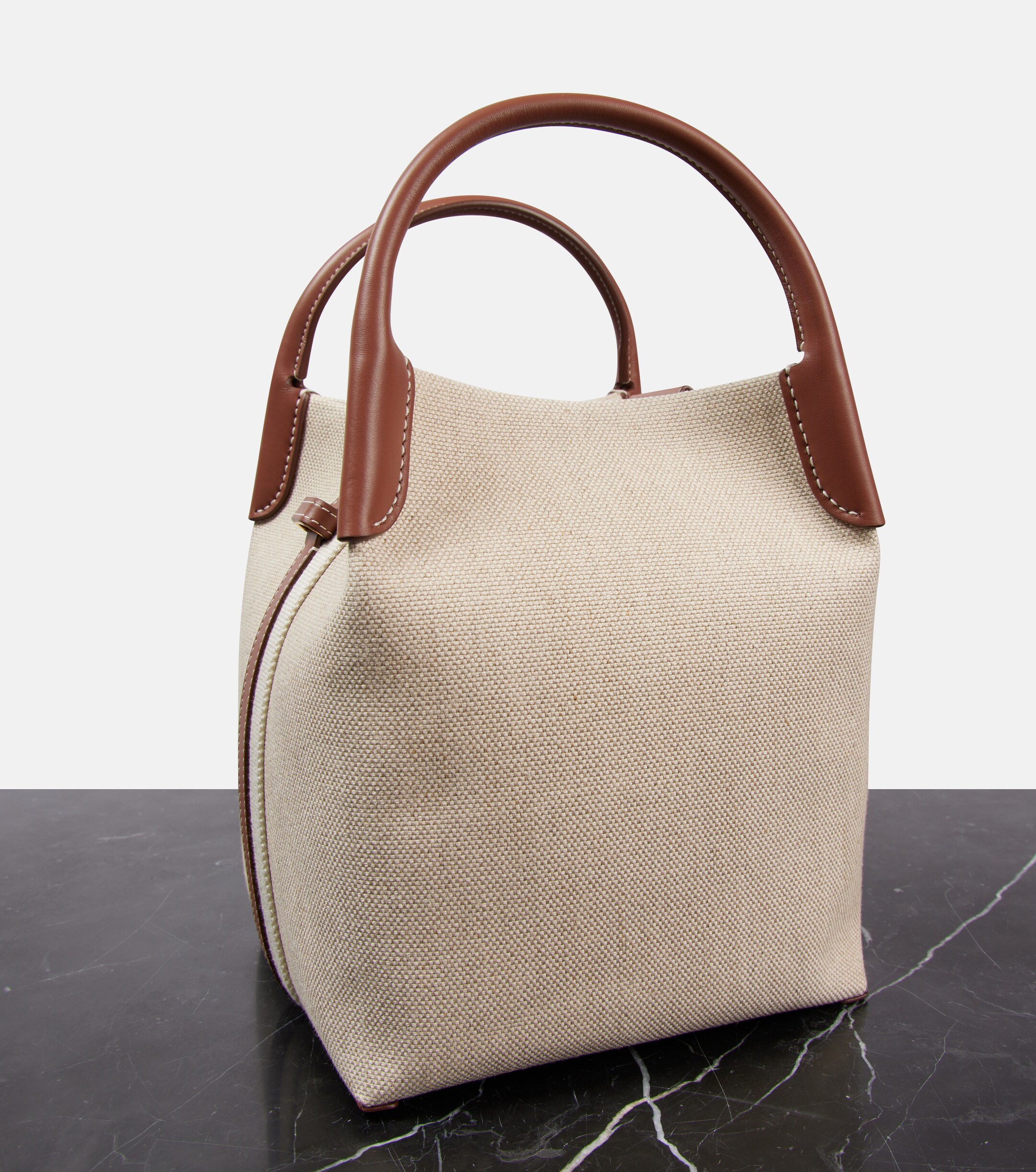 Loro Piana Bale Small leather-trimmed canvas tote bag