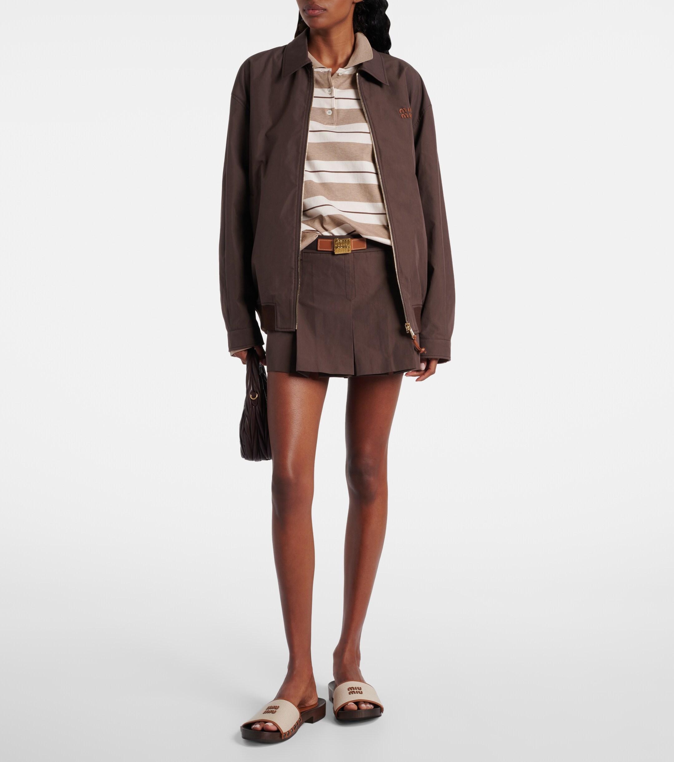 Miu Miu Logo leather-trimmed canvas clogs