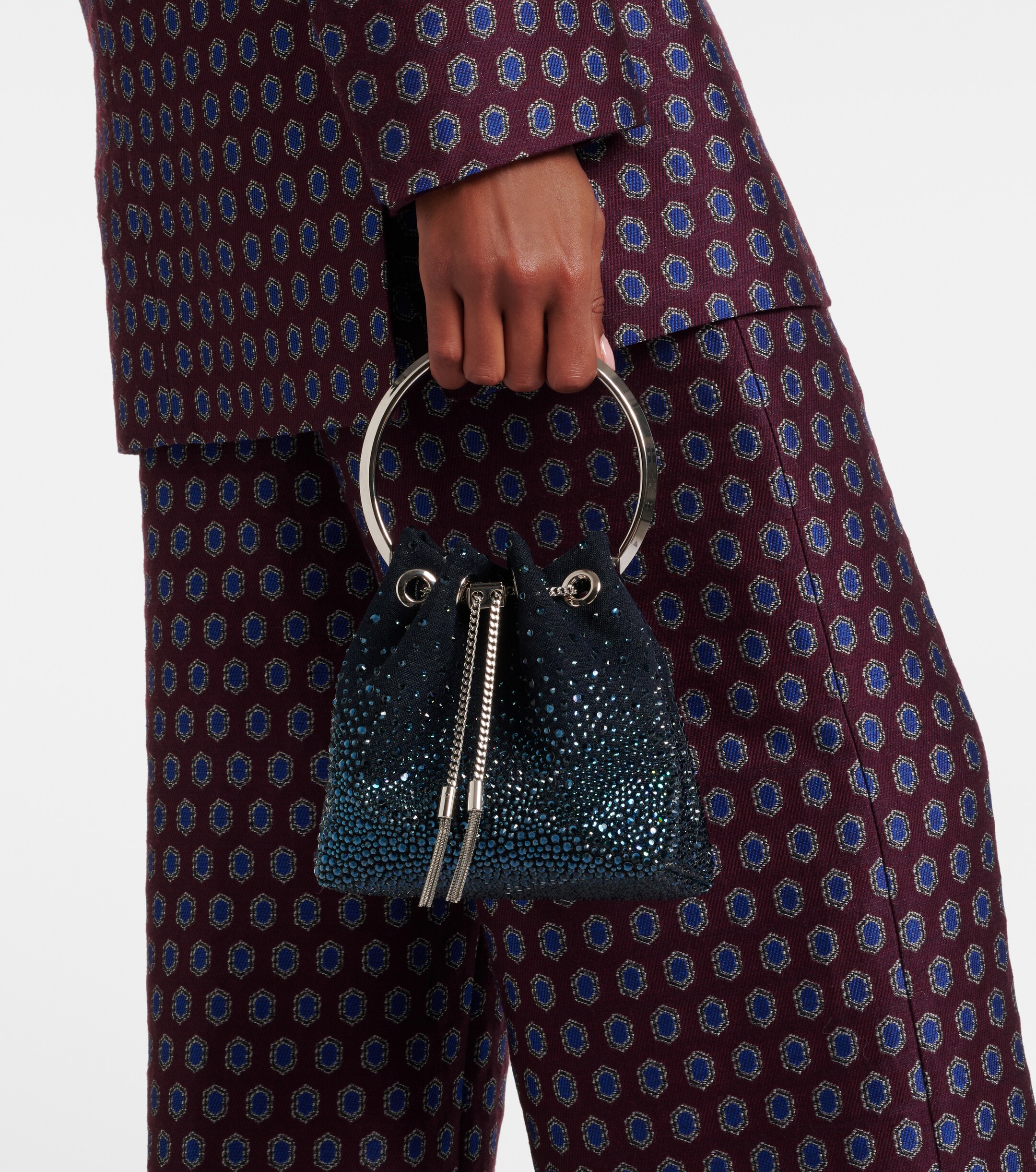JIMMY CHOO Bon Bon embellished mesh bucket bag