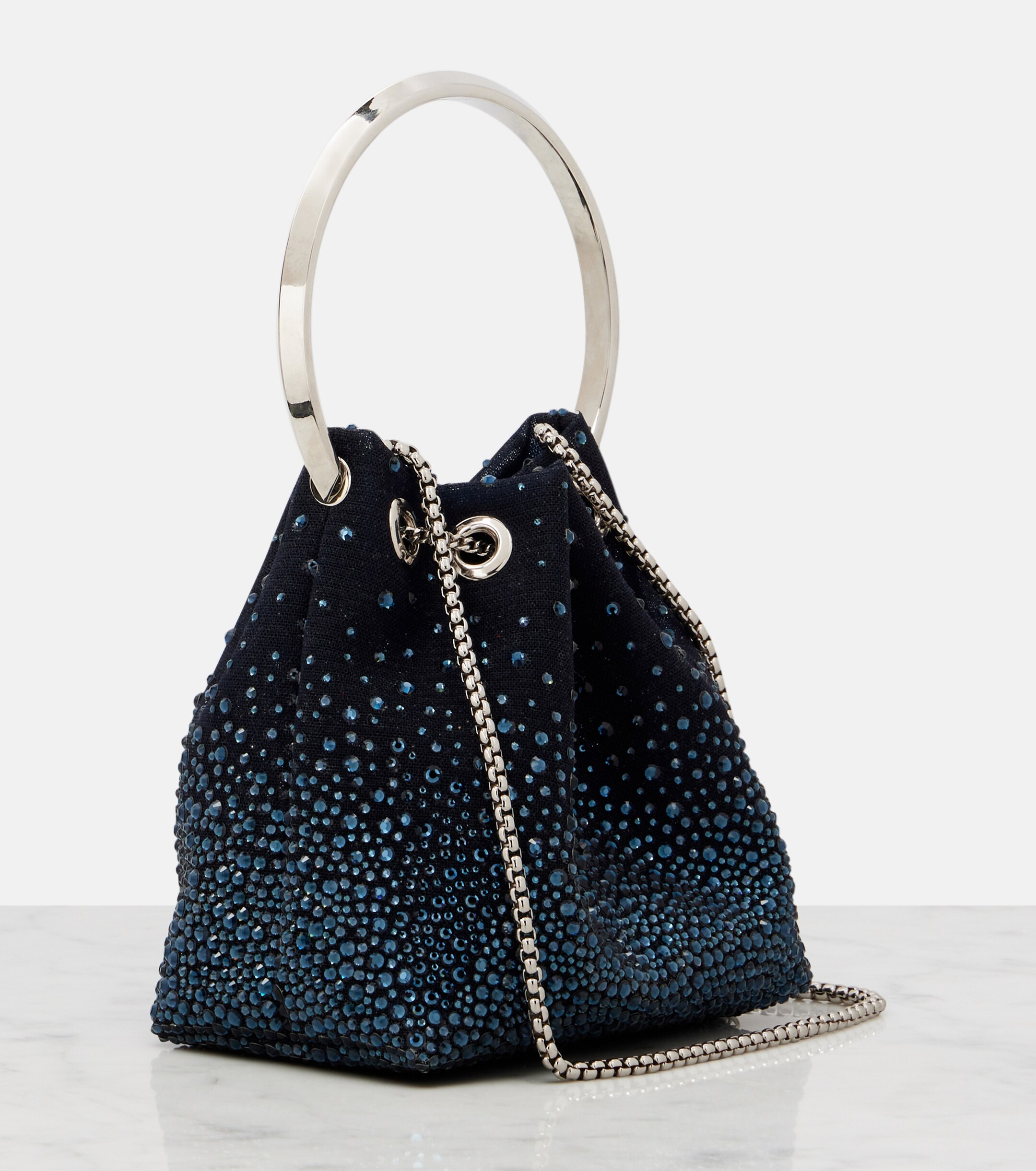 JIMMY CHOO Bon Bon embellished mesh bucket bag