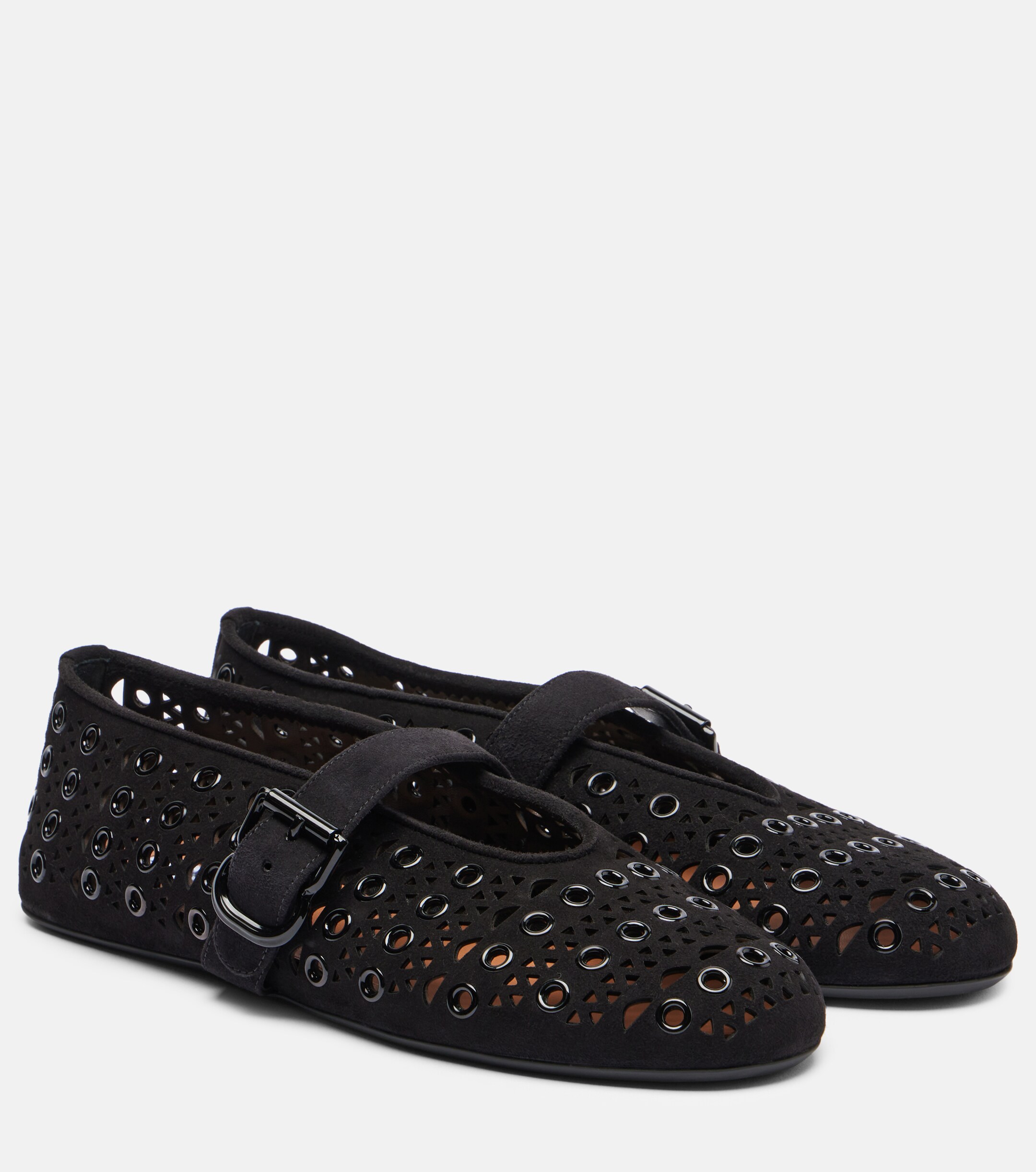 Alaïa Vienne embellished suede ballet flats