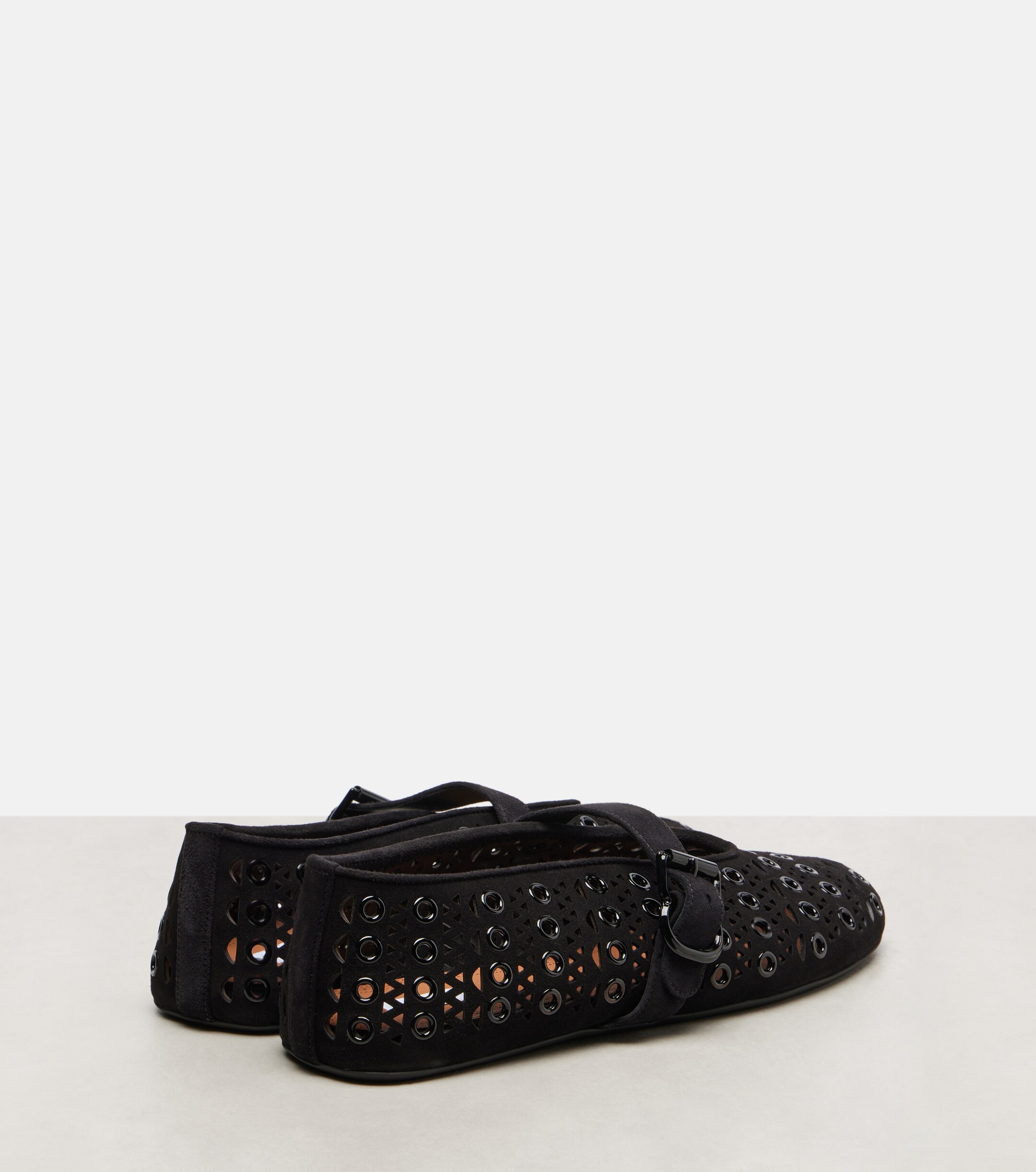 Alaïa Vienne embellished suede ballet flats