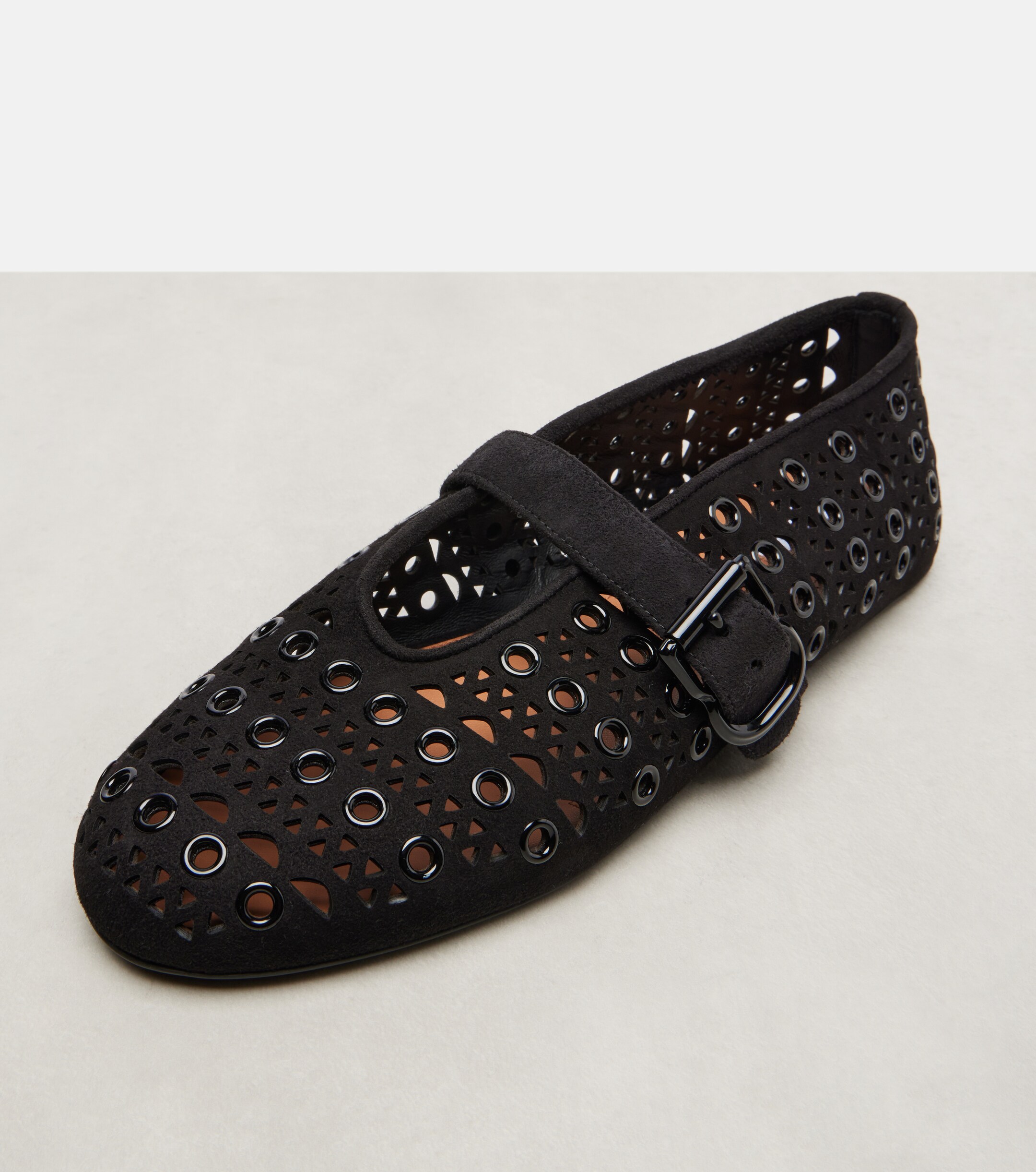 Alaïa Vienne embellished suede ballet flats