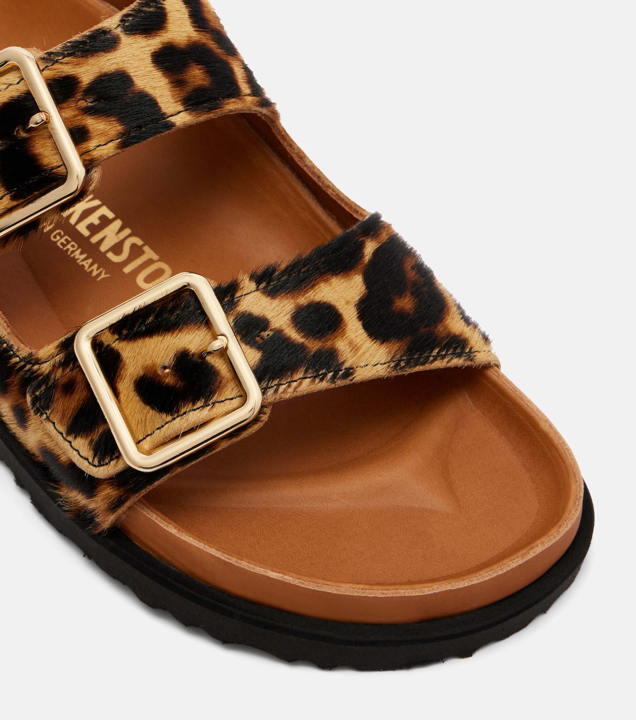 Birkenstock 1774 Arizona leopard-print calf hair slides