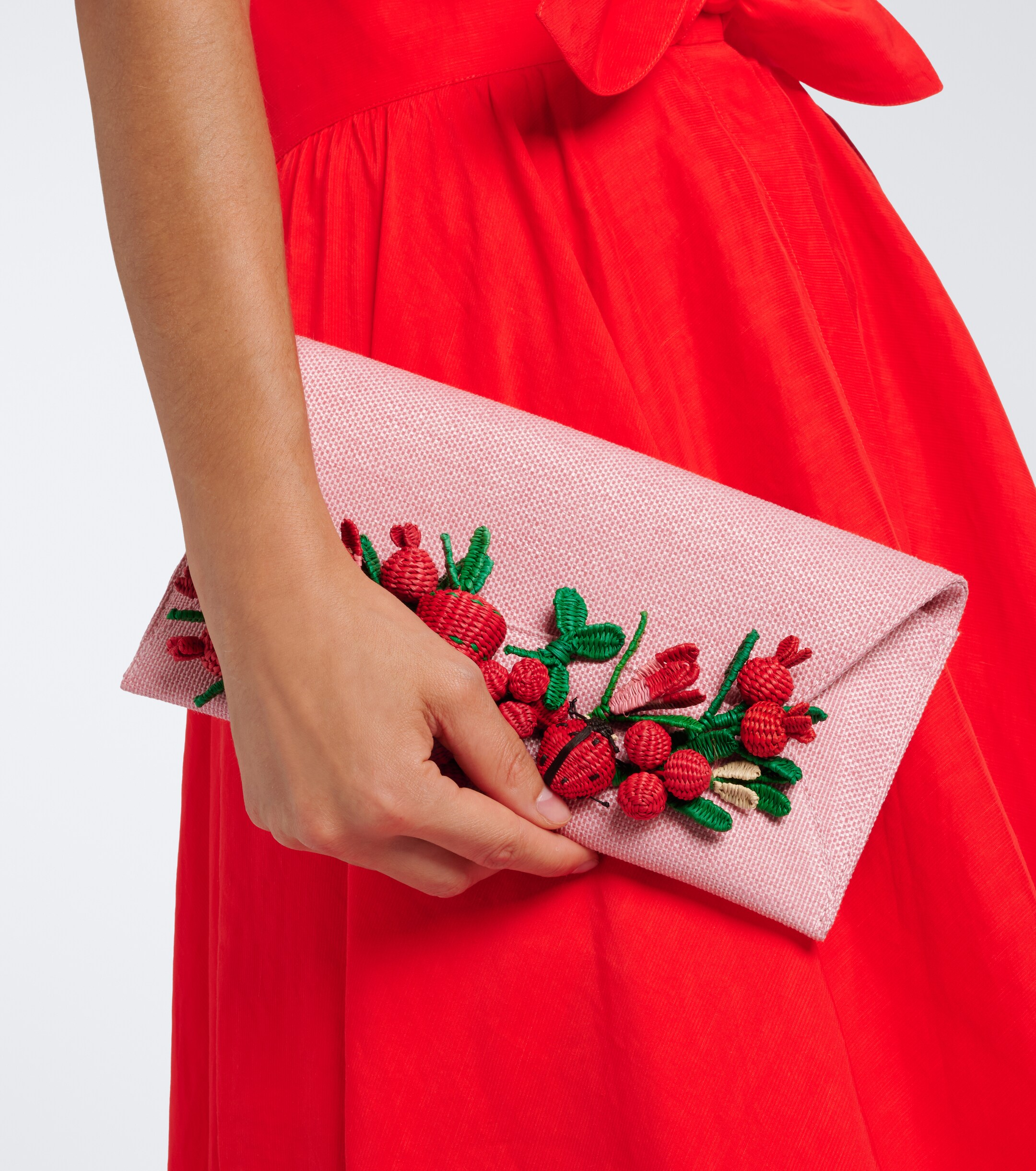 AQUAZZURA Botanica appliqué raffia clutch