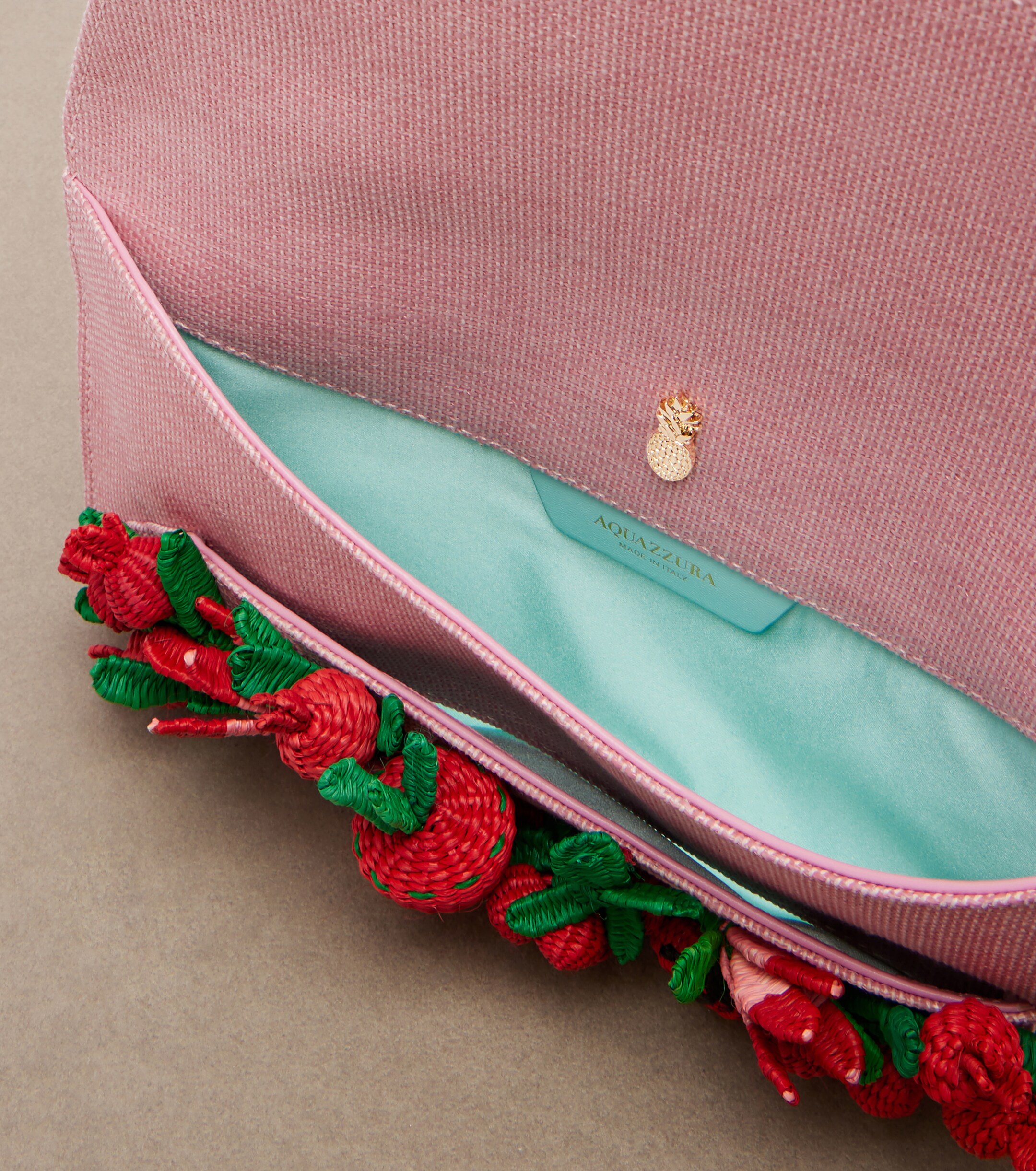AQUAZZURA Botanica appliqué raffia clutch