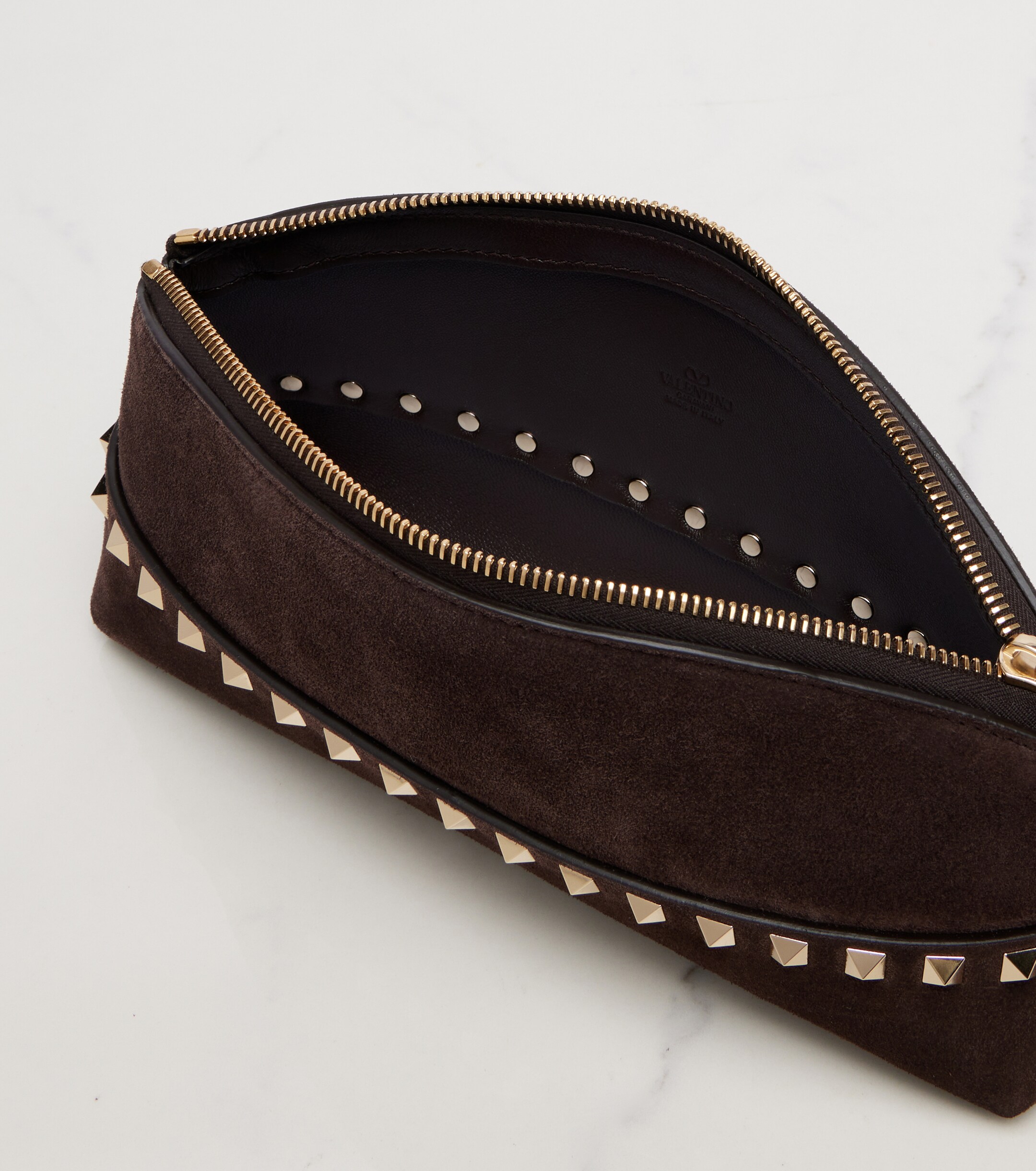 Valentino Garavani Rockstud Small suede pouch thumbnail