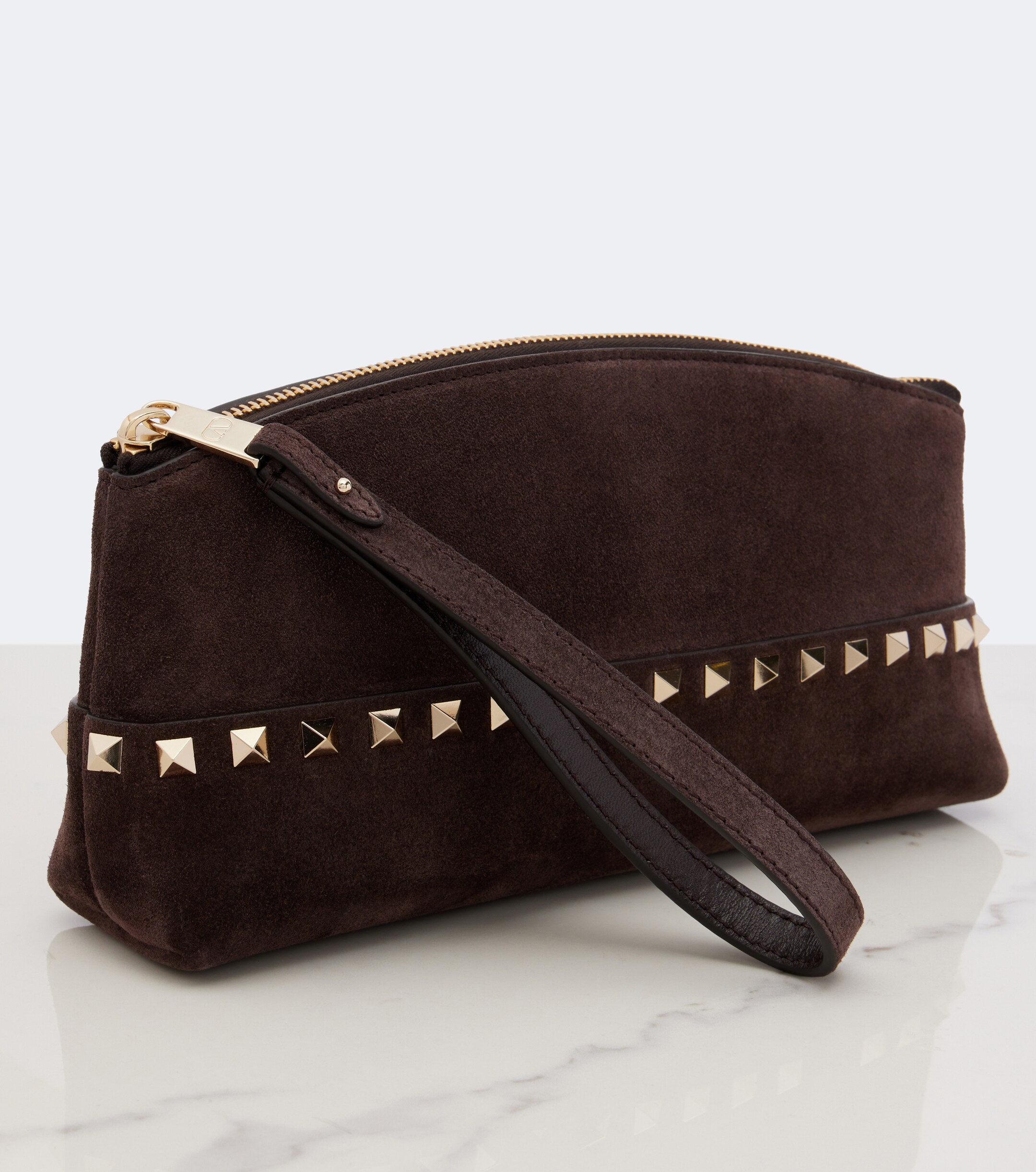 Valentino Garavani Rockstud Small suede pouch thumbnail