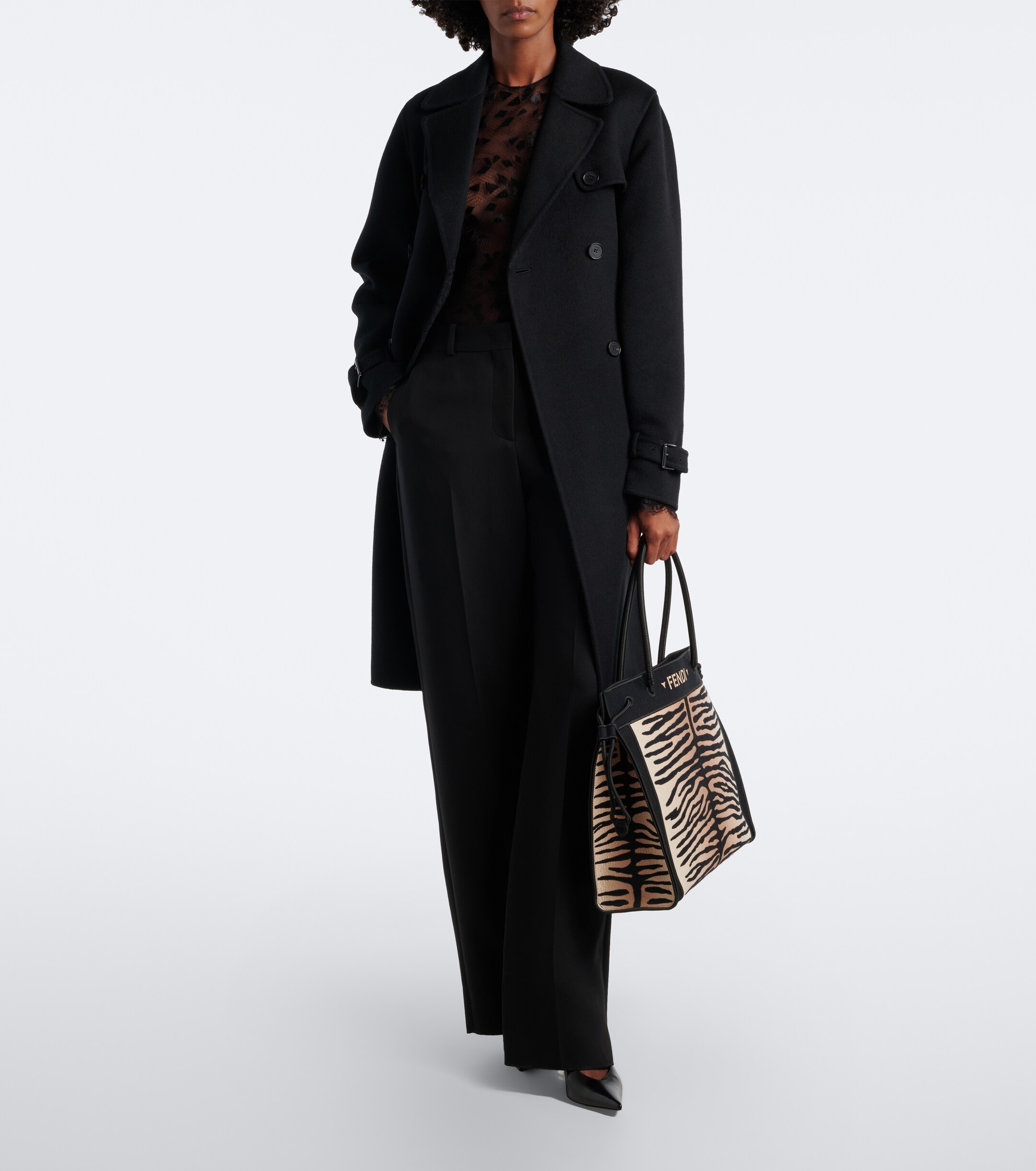 Fendi Medium embroidered tiger-print shopper