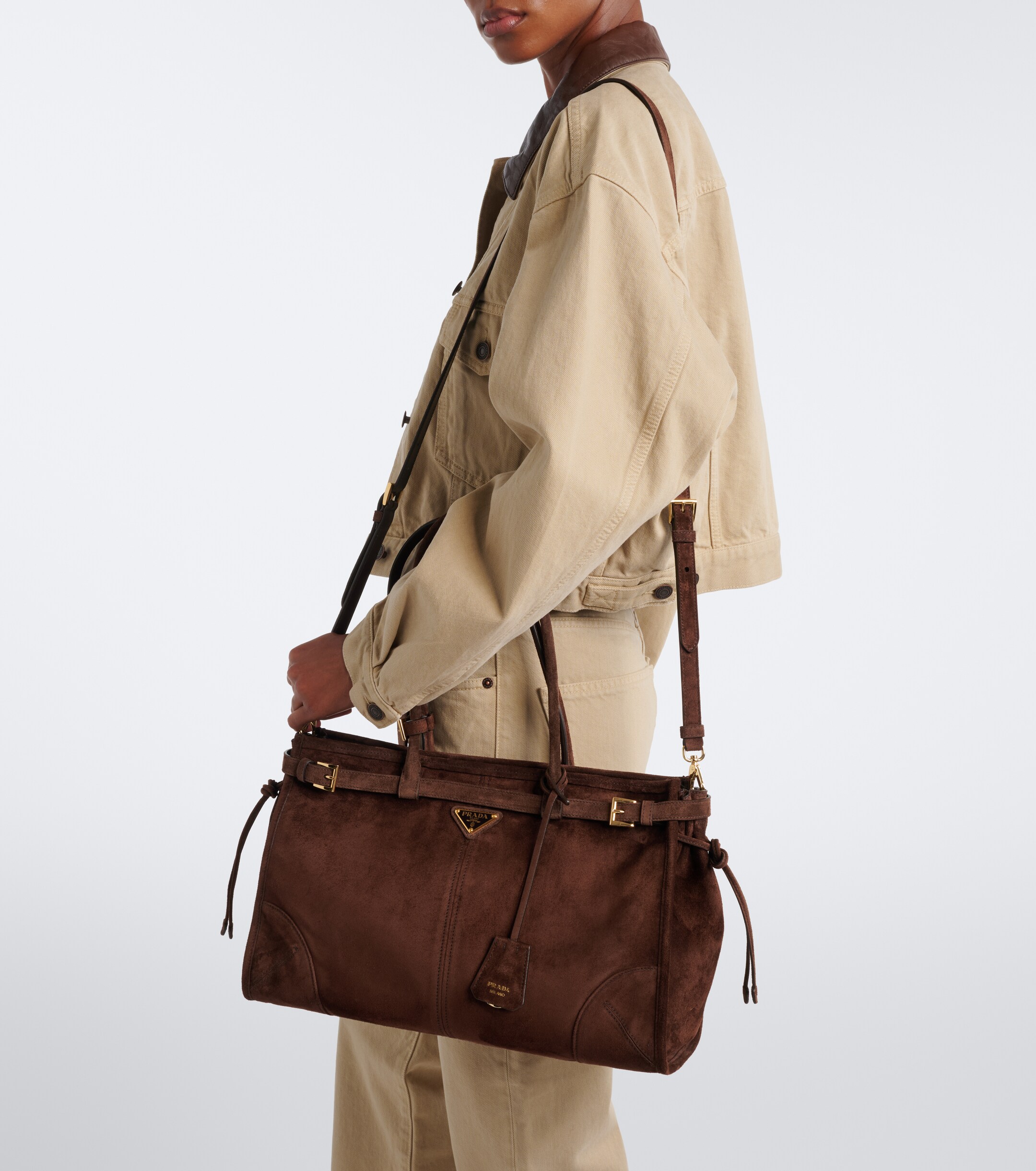 Prada Prada Bonnie Large suede tote bag