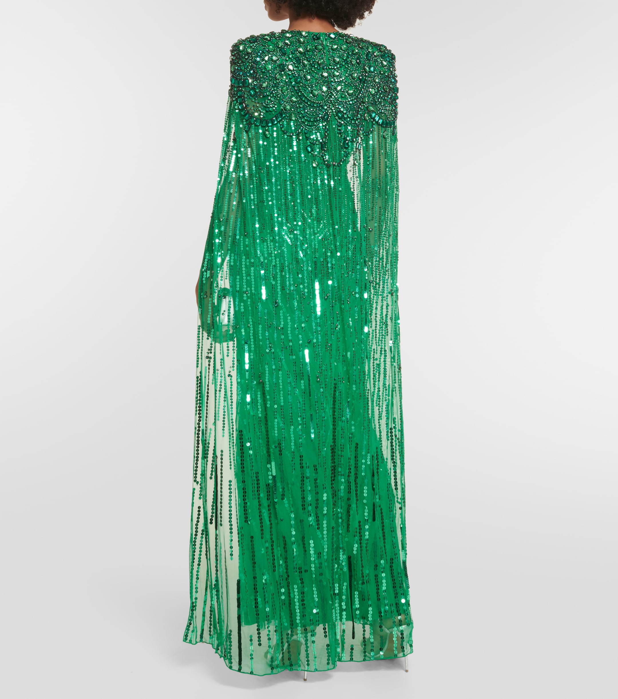 Jenny Packham Lotus Lady embellished caped gown