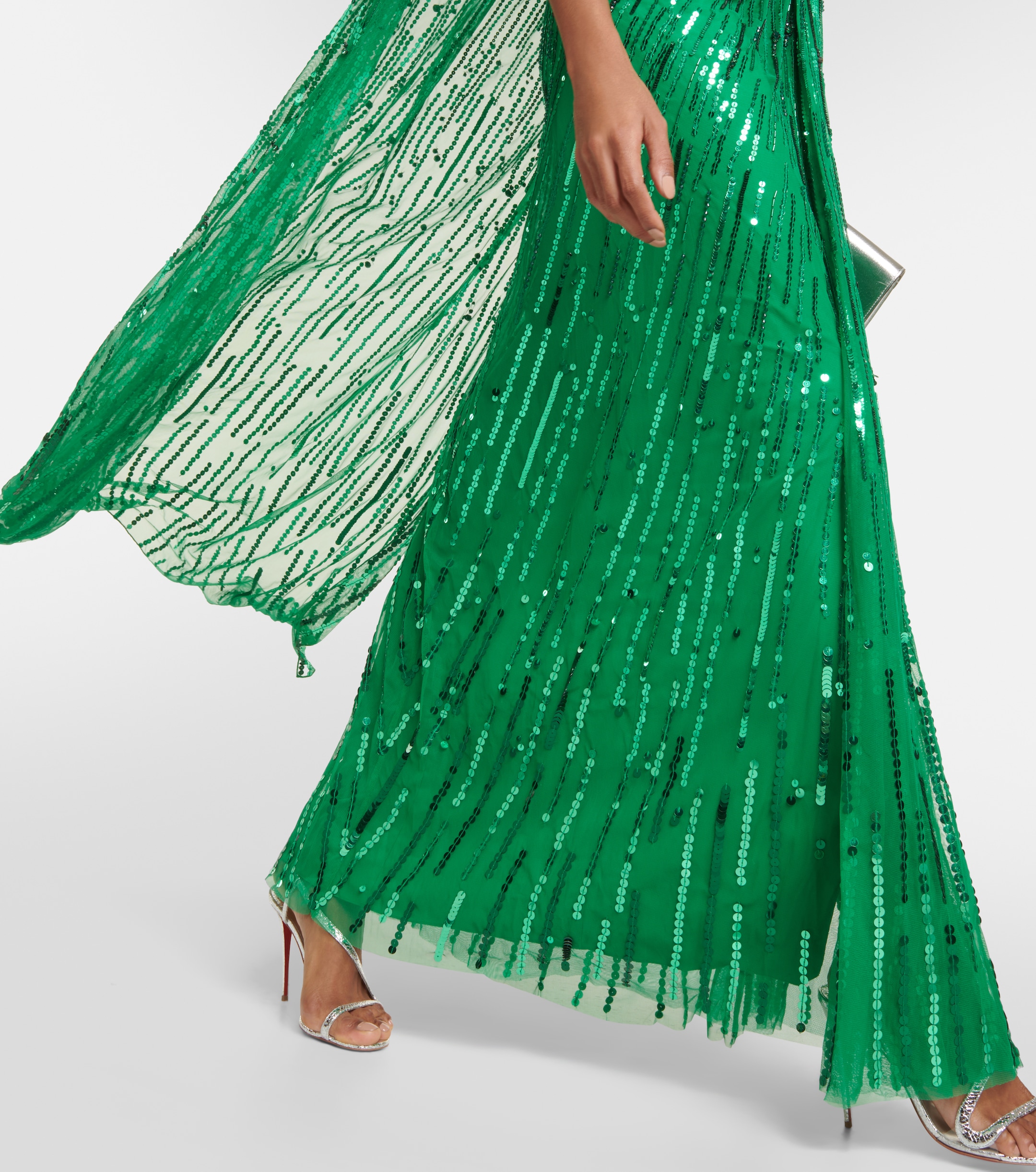 Jenny Packham Lotus Lady embellished caped gown