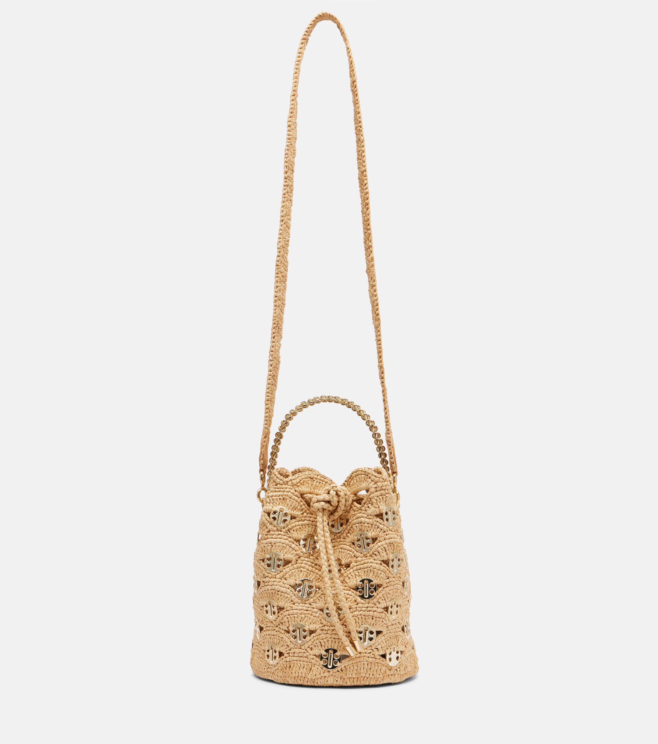 Rabanne Embellished raffia tote bag