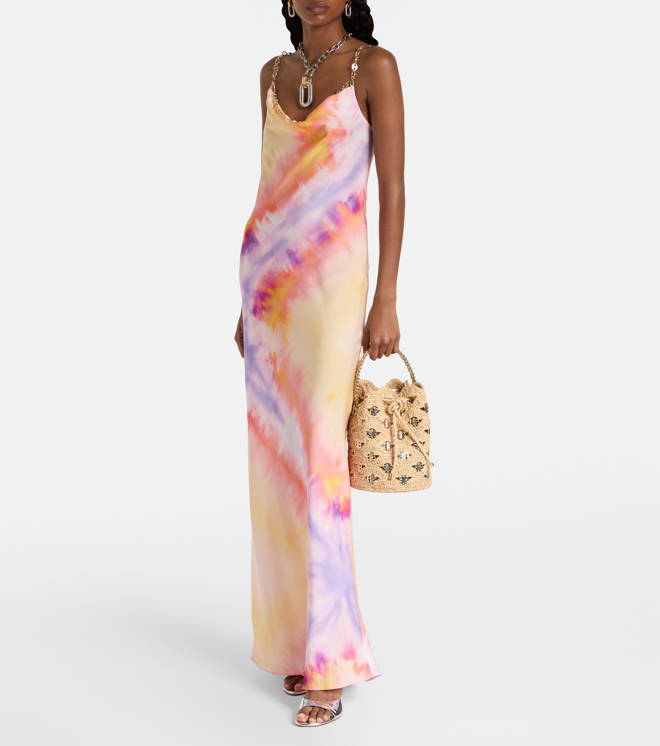 Rabanne Embellished raffia tote bag