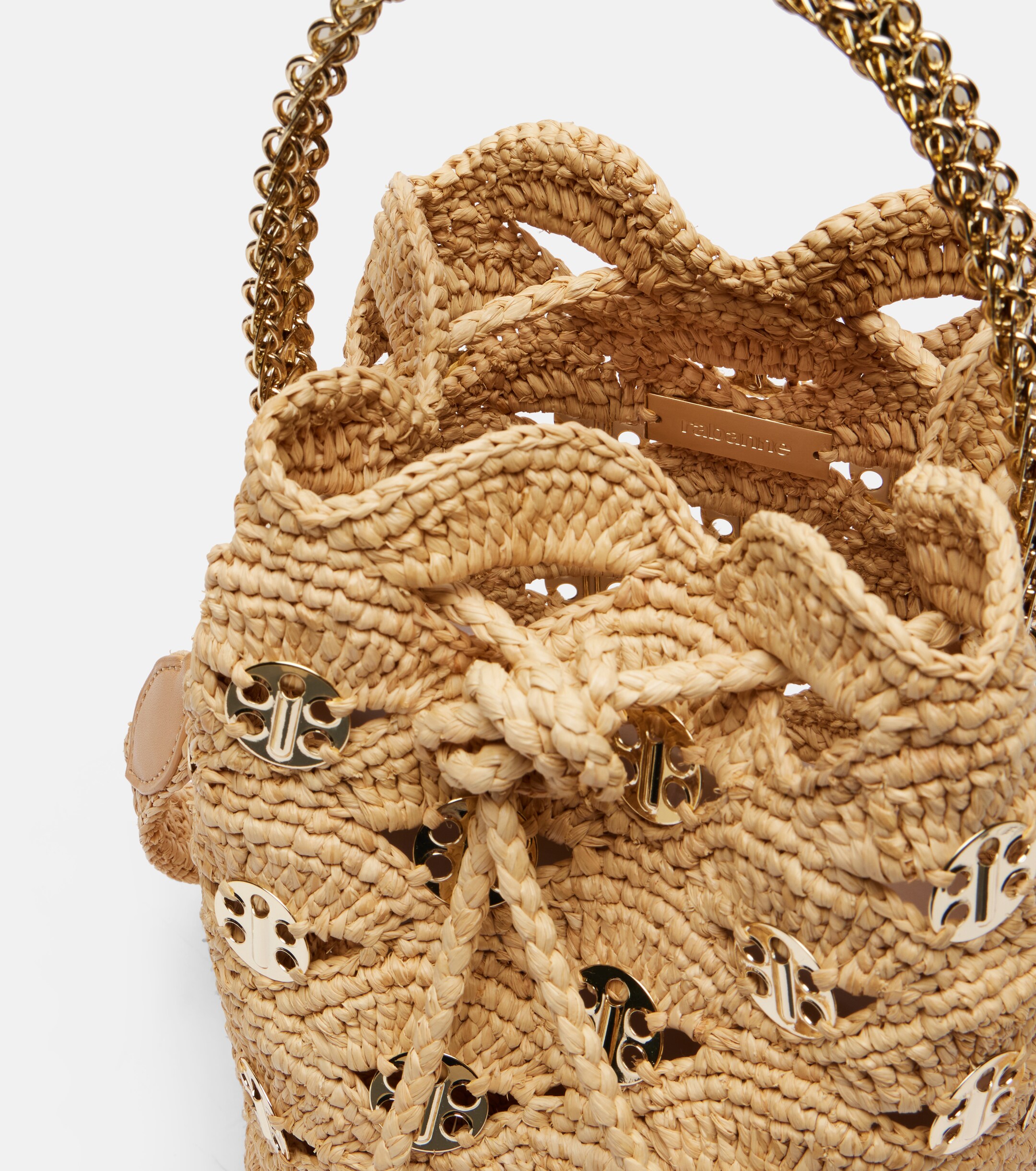 Rabanne Embellished raffia tote bag