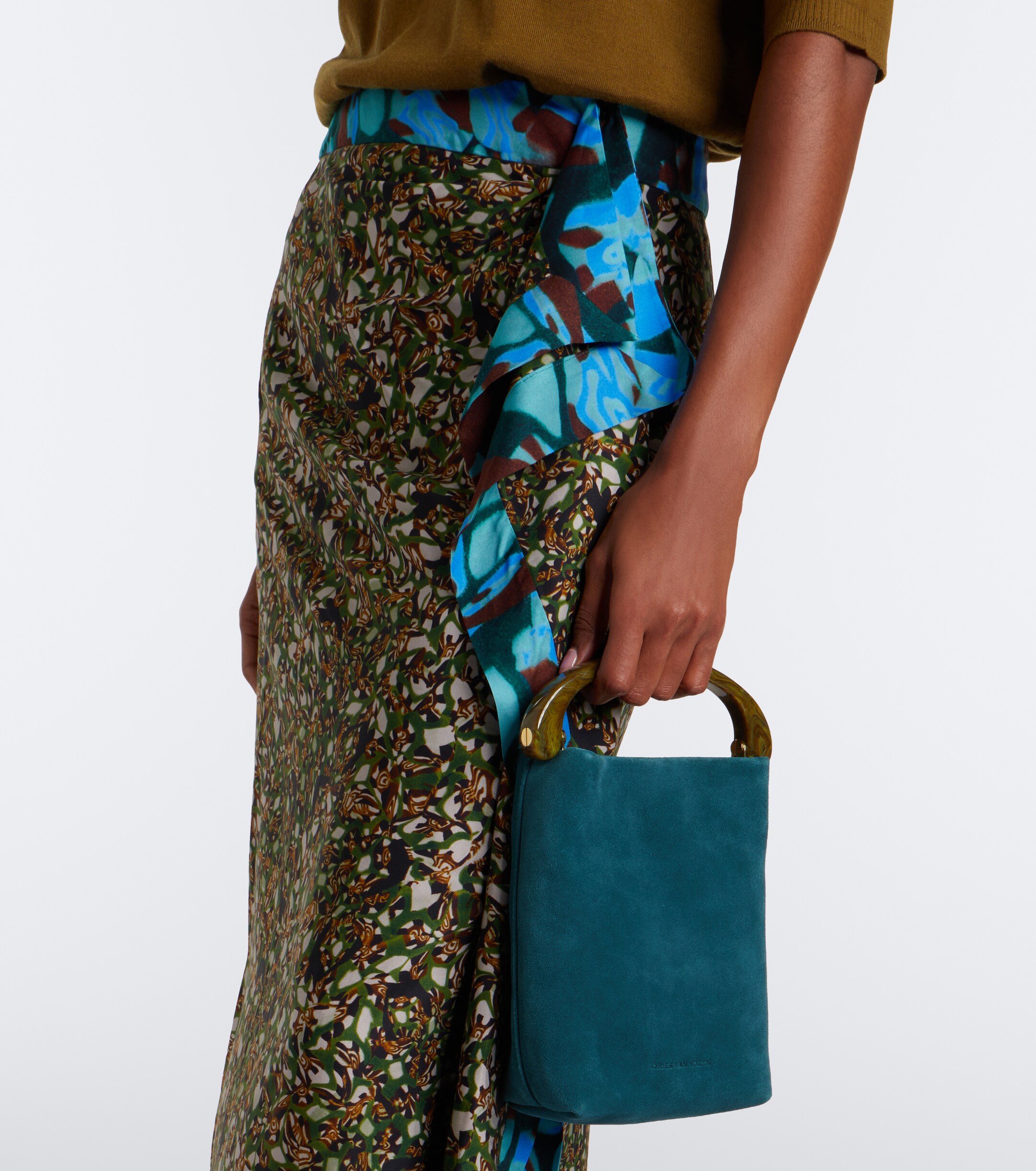 Dries Van Noten Crisp Mini suede top-handle bag