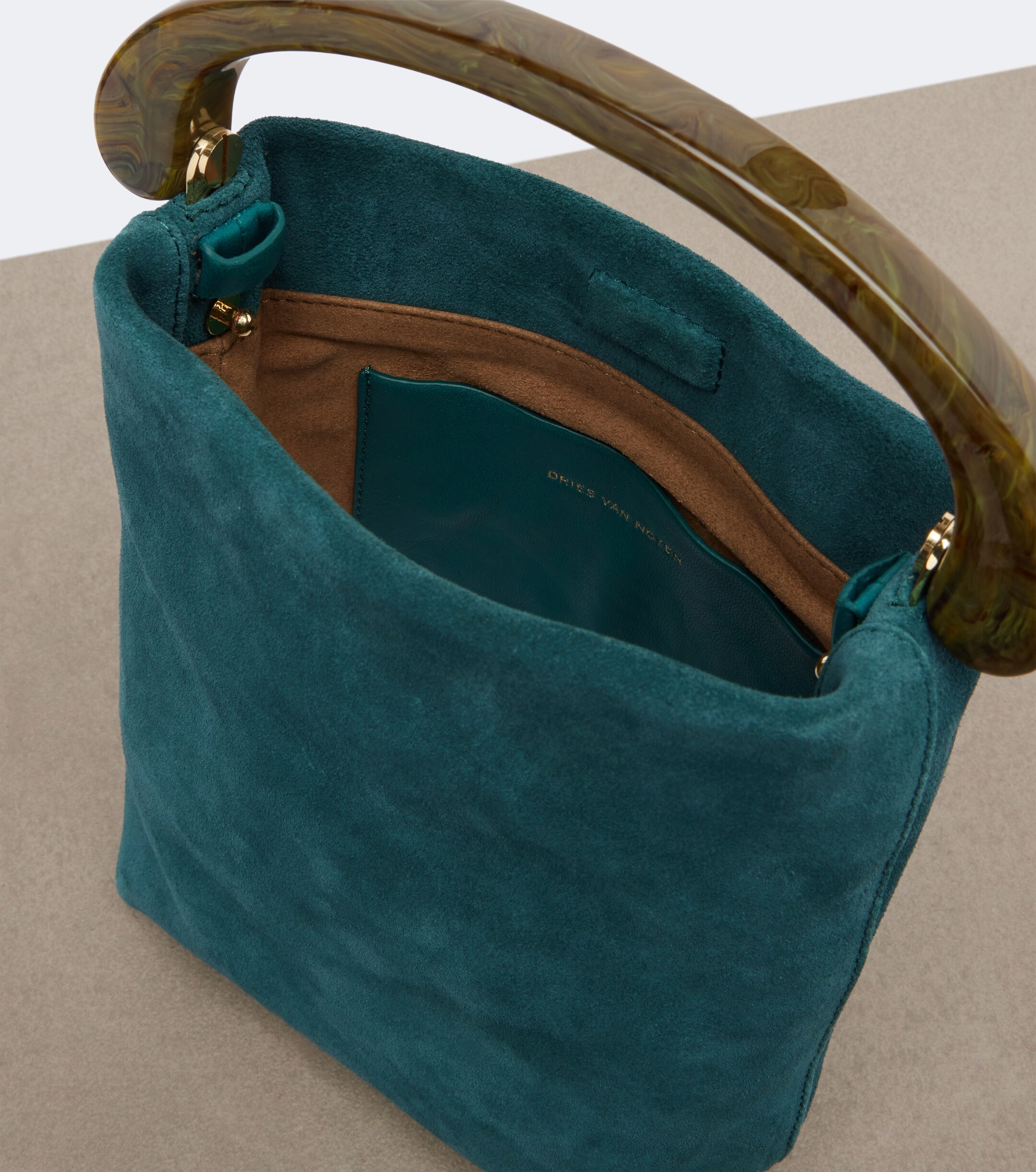 Dries Van Noten Crisp Mini suede top-handle bag