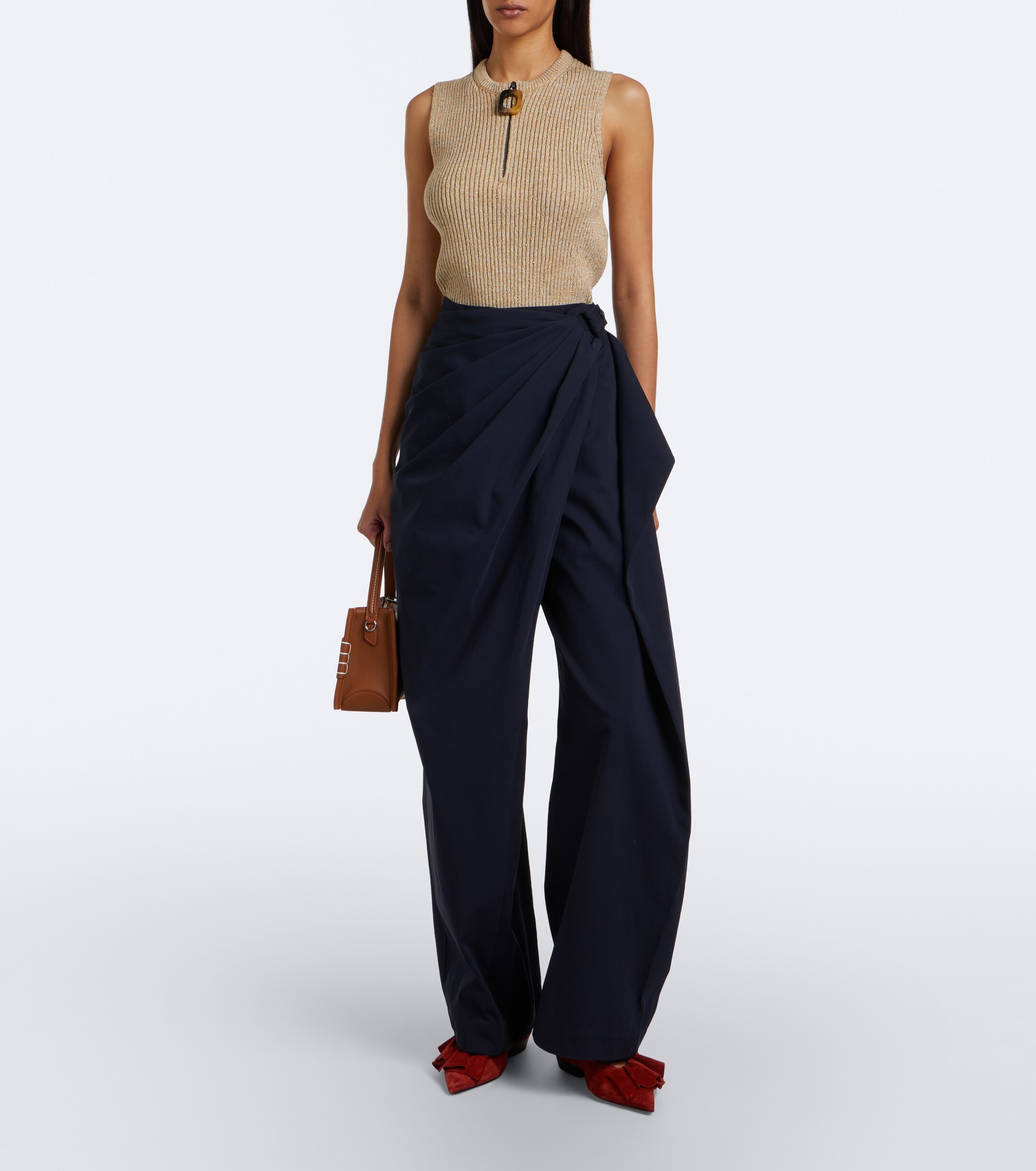 Jw Anderson JW Anderson Twist draped cotton wide-leg pants