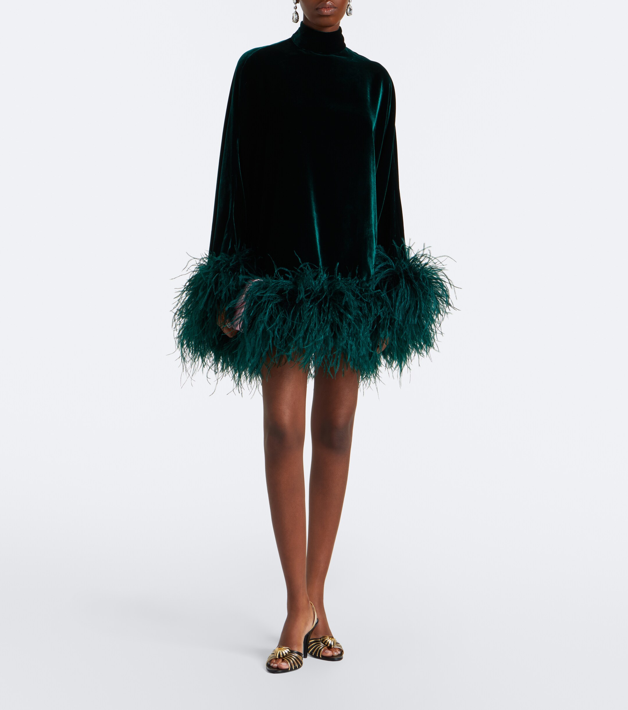 Taller Marmo Taller Marmo Vegas feather-trimmed velvet kaftan