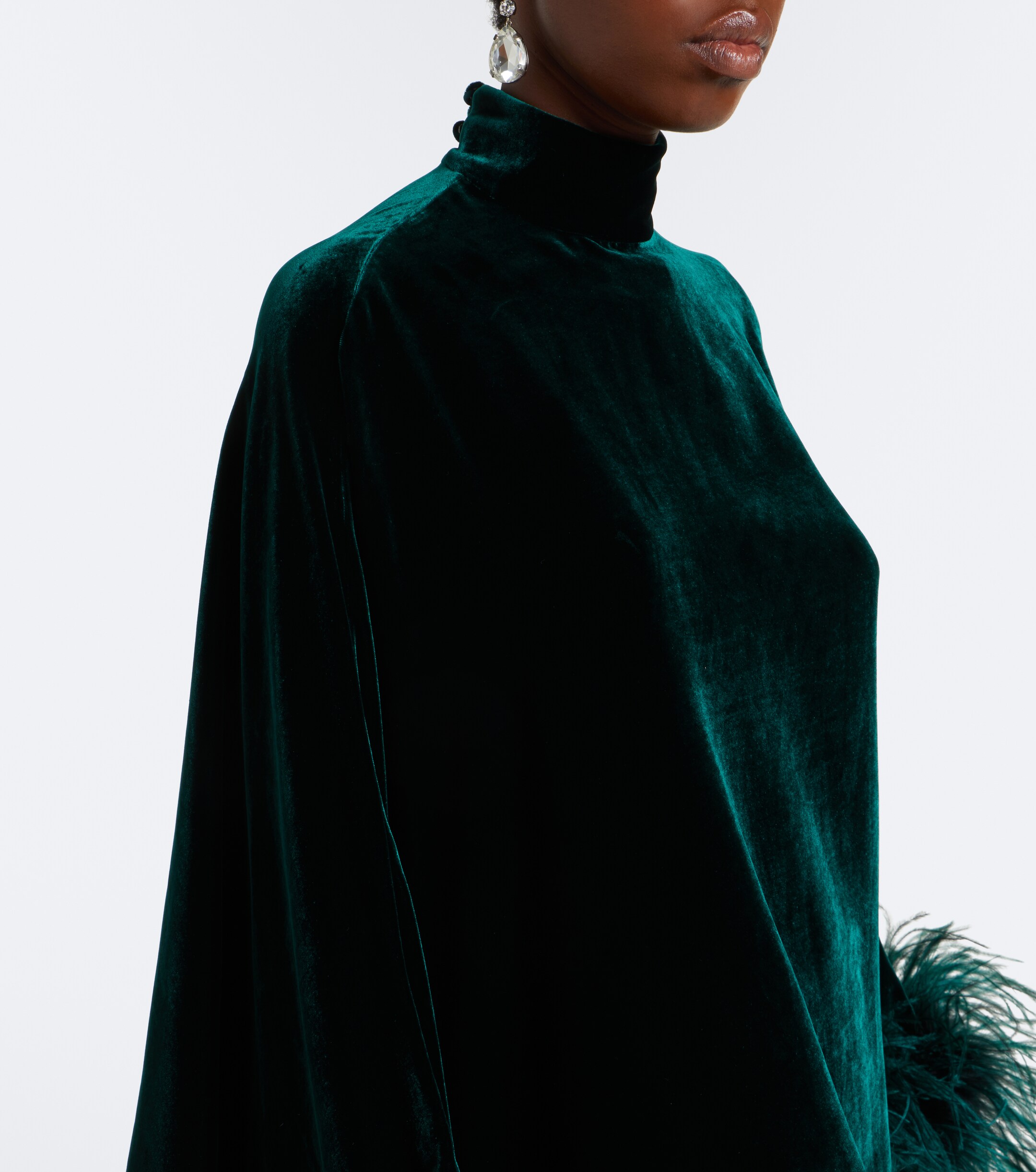 Taller Marmo Taller Marmo Vegas feather-trimmed velvet kaftan