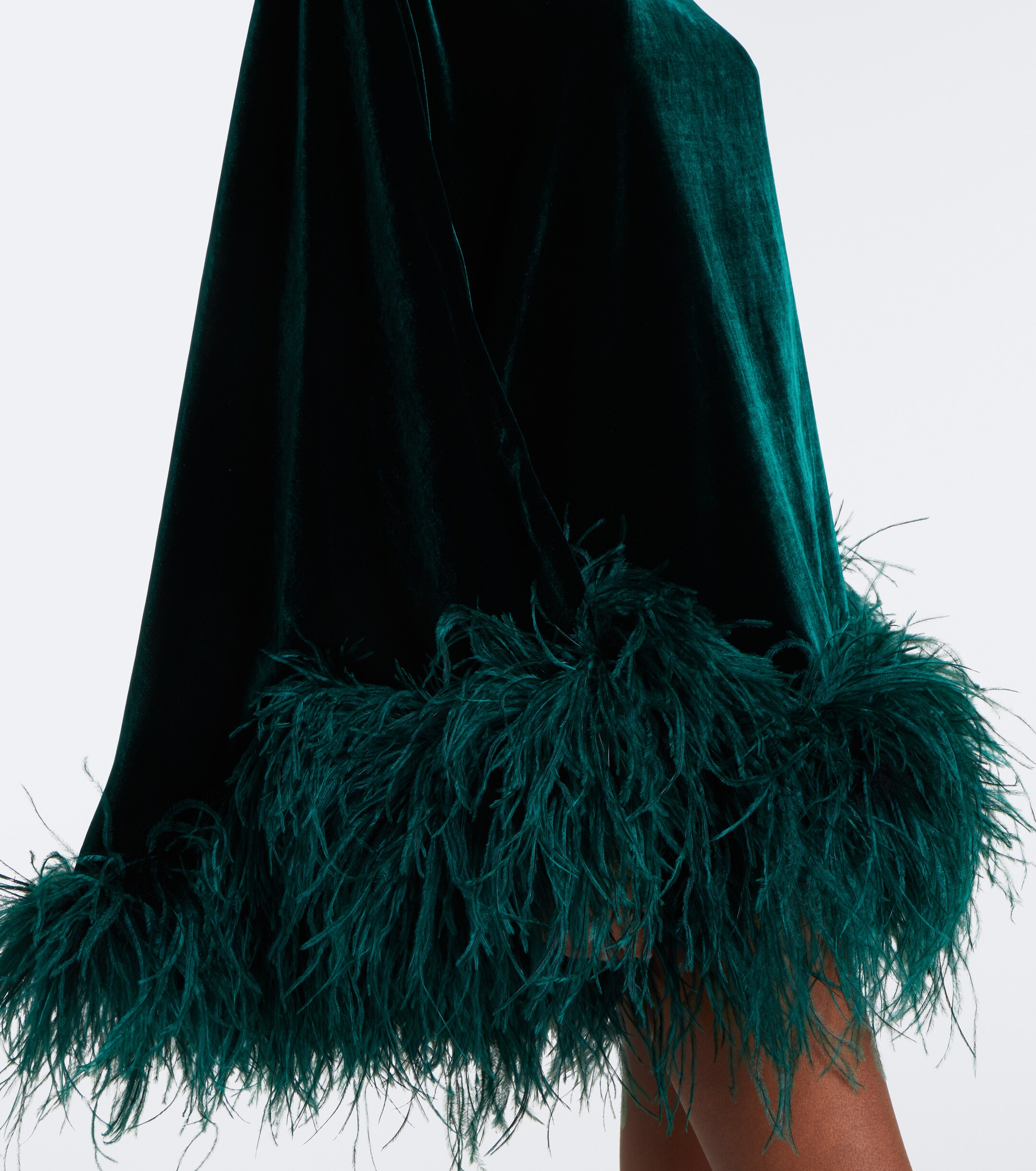 Taller Marmo Taller Marmo Vegas feather-trimmed velvet kaftan