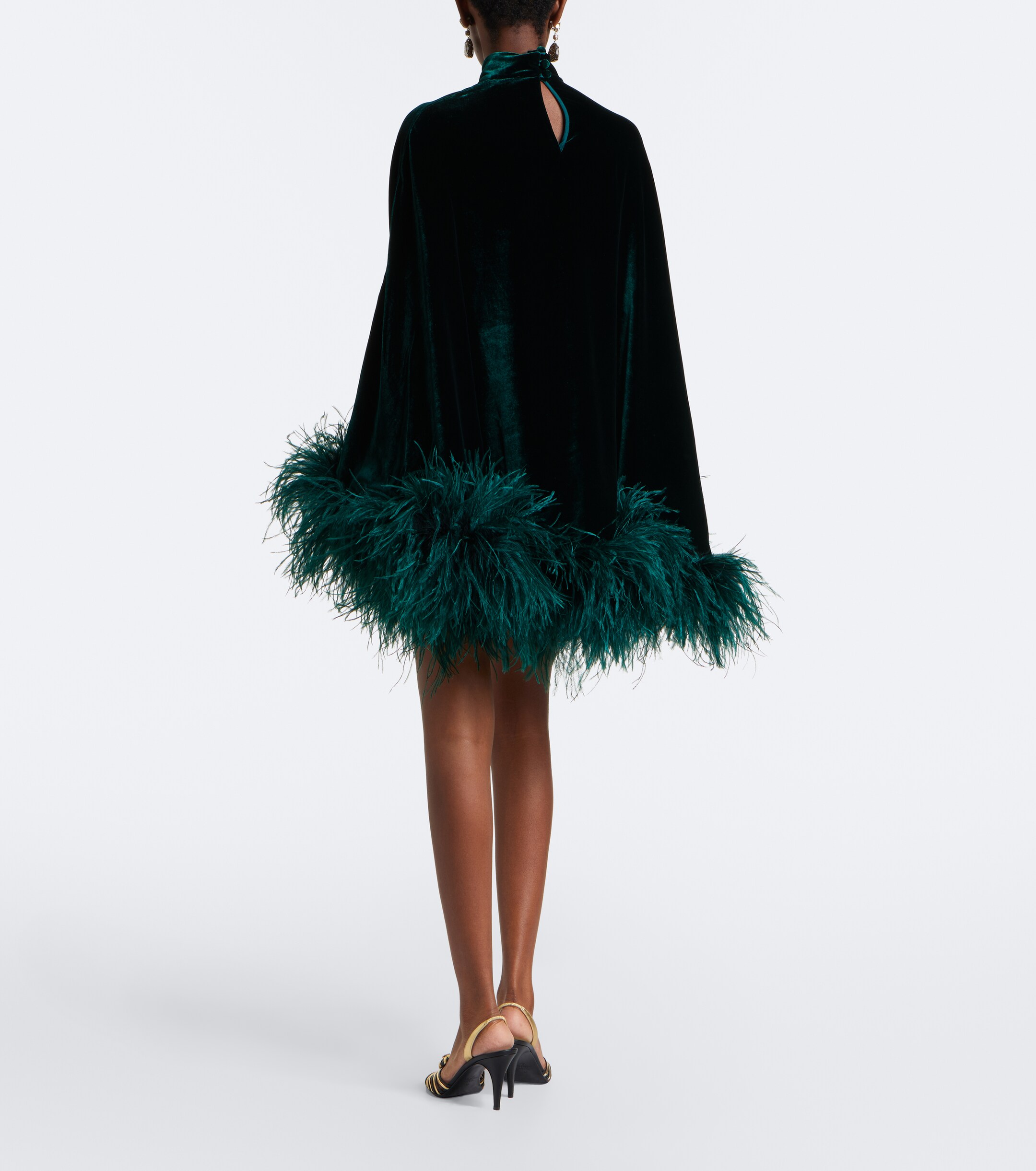 Taller Marmo Taller Marmo Vegas feather-trimmed velvet kaftan