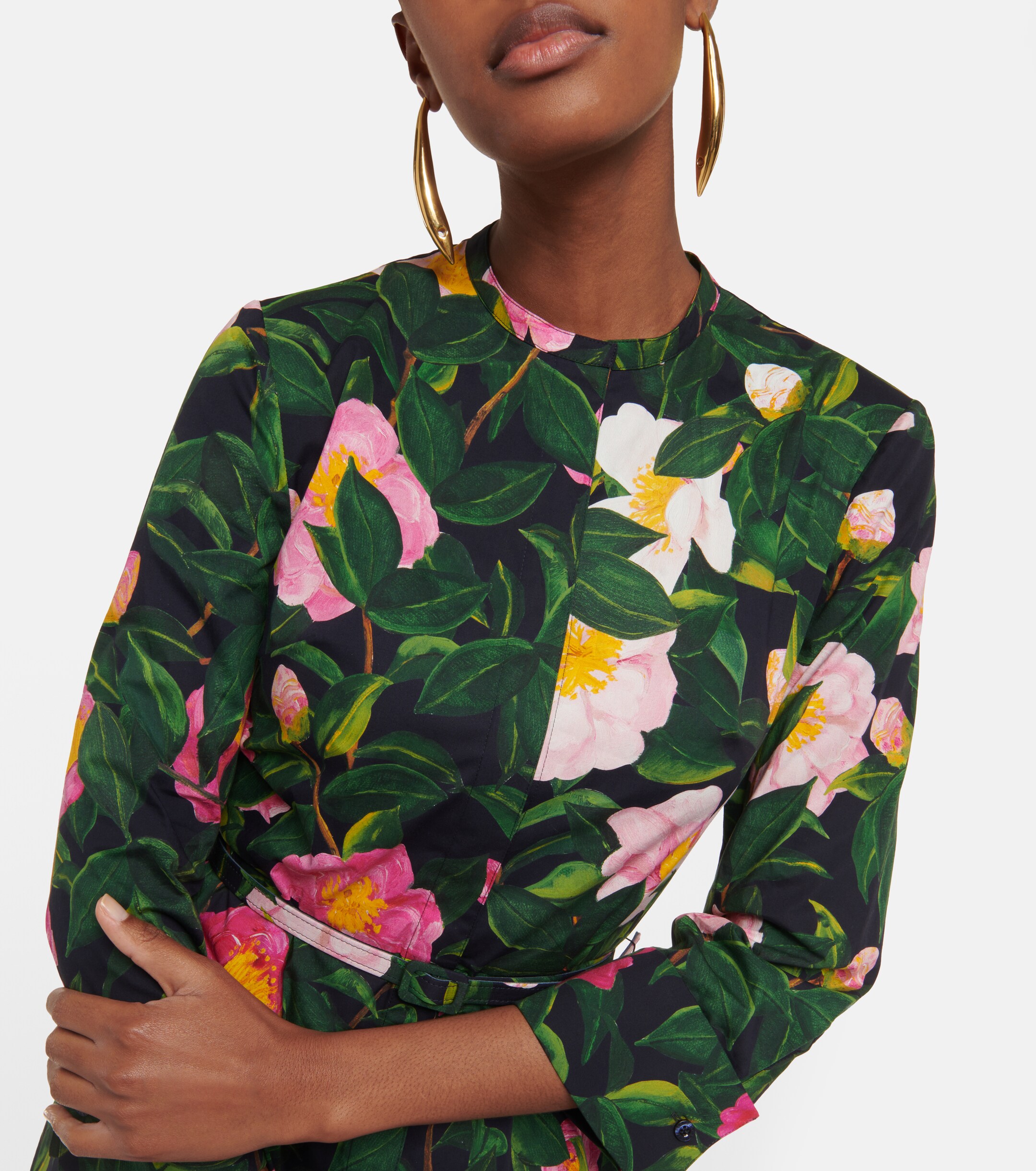 Oscar de la Renta Floral cotton-blend shirt dress