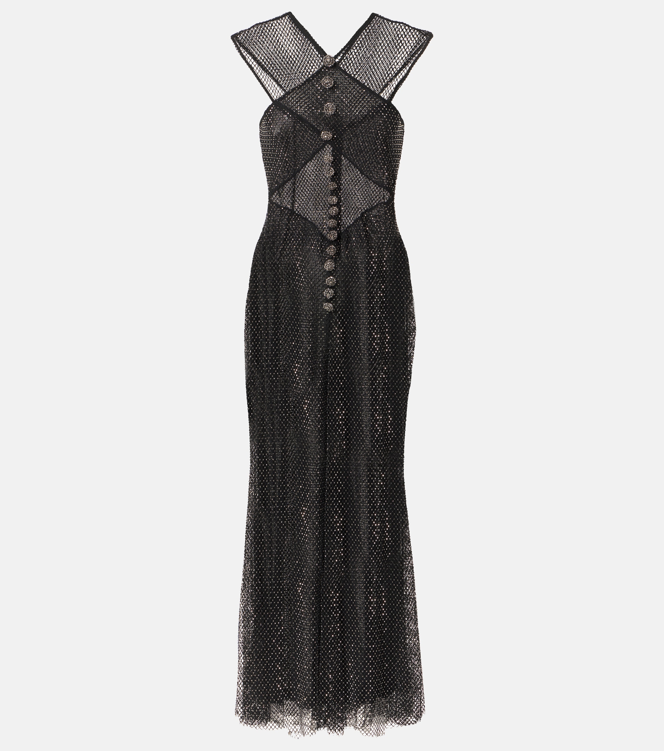 self-portrait Embellished fishnet maxi dress