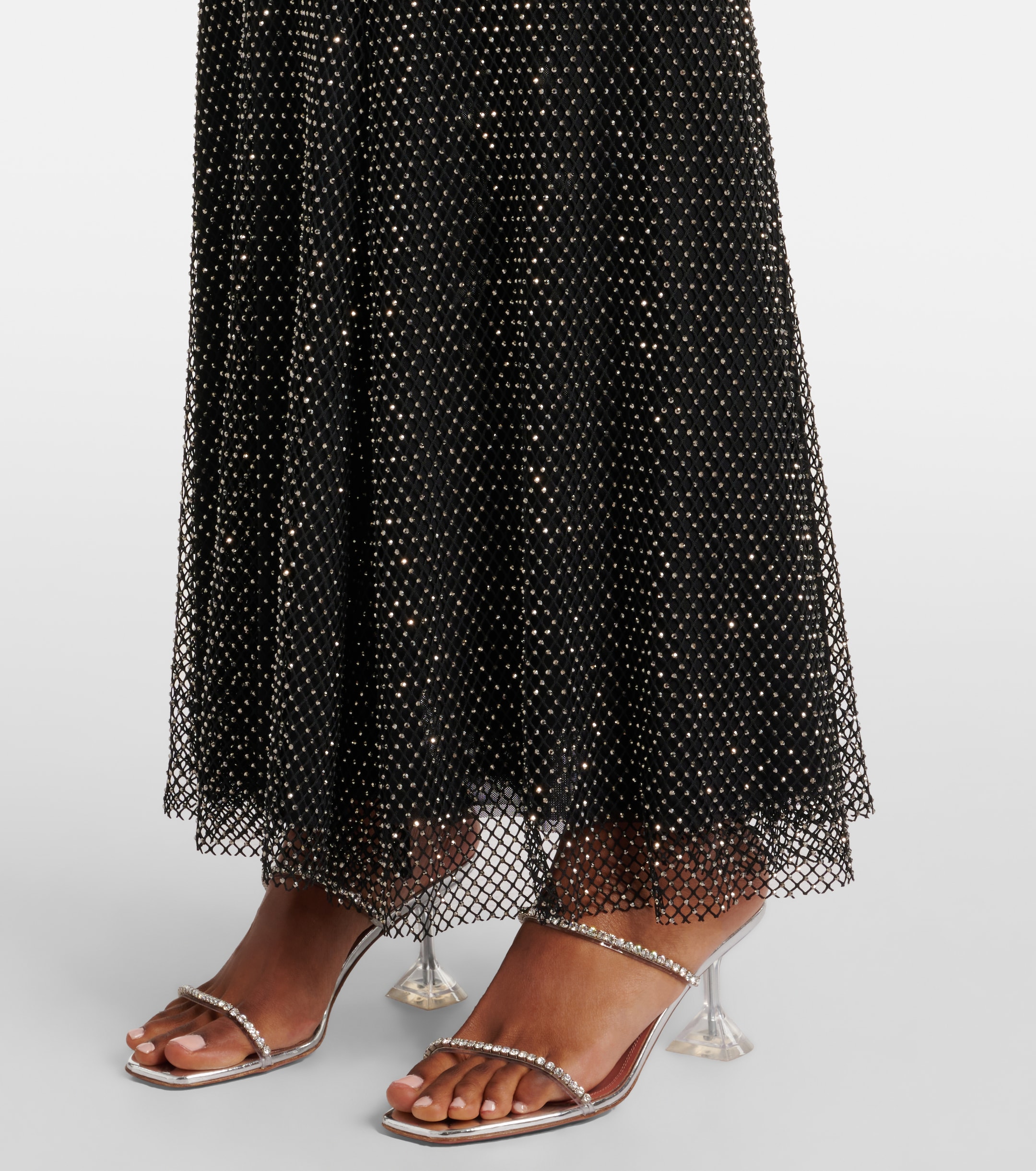 self-portrait Embellished fishnet maxi dress