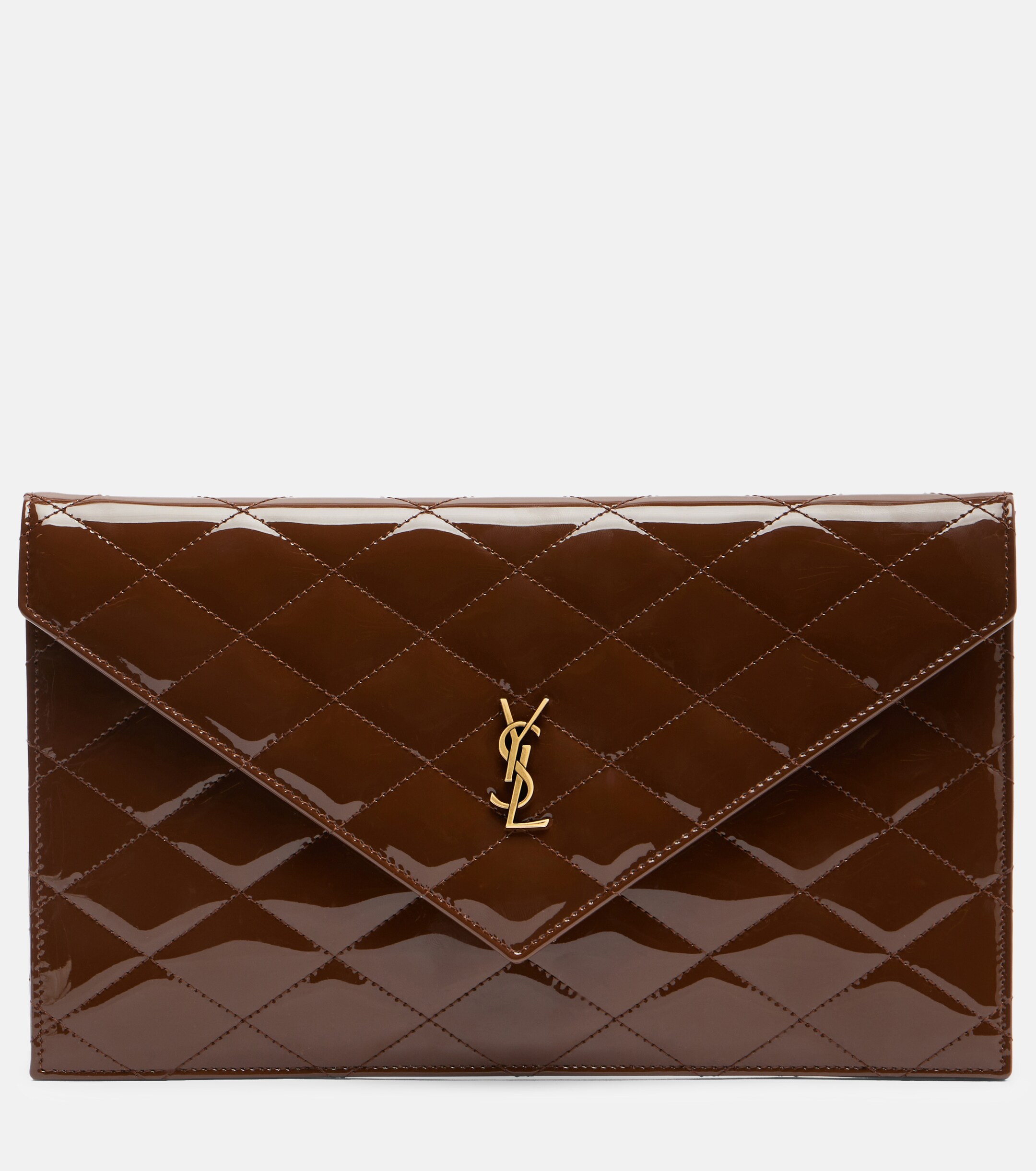 Saint Laurent Paris quilted patent leather pouch
