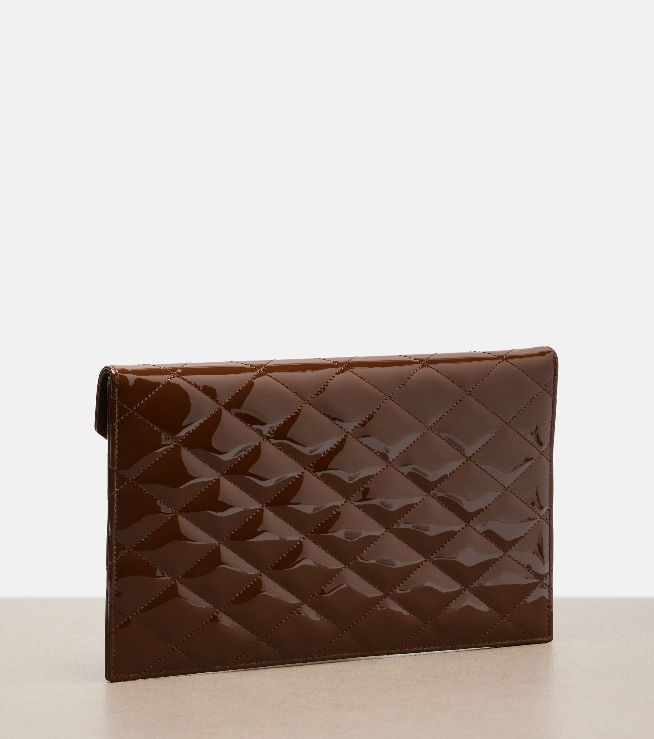 Saint Laurent Paris quilted patent leather pouch
