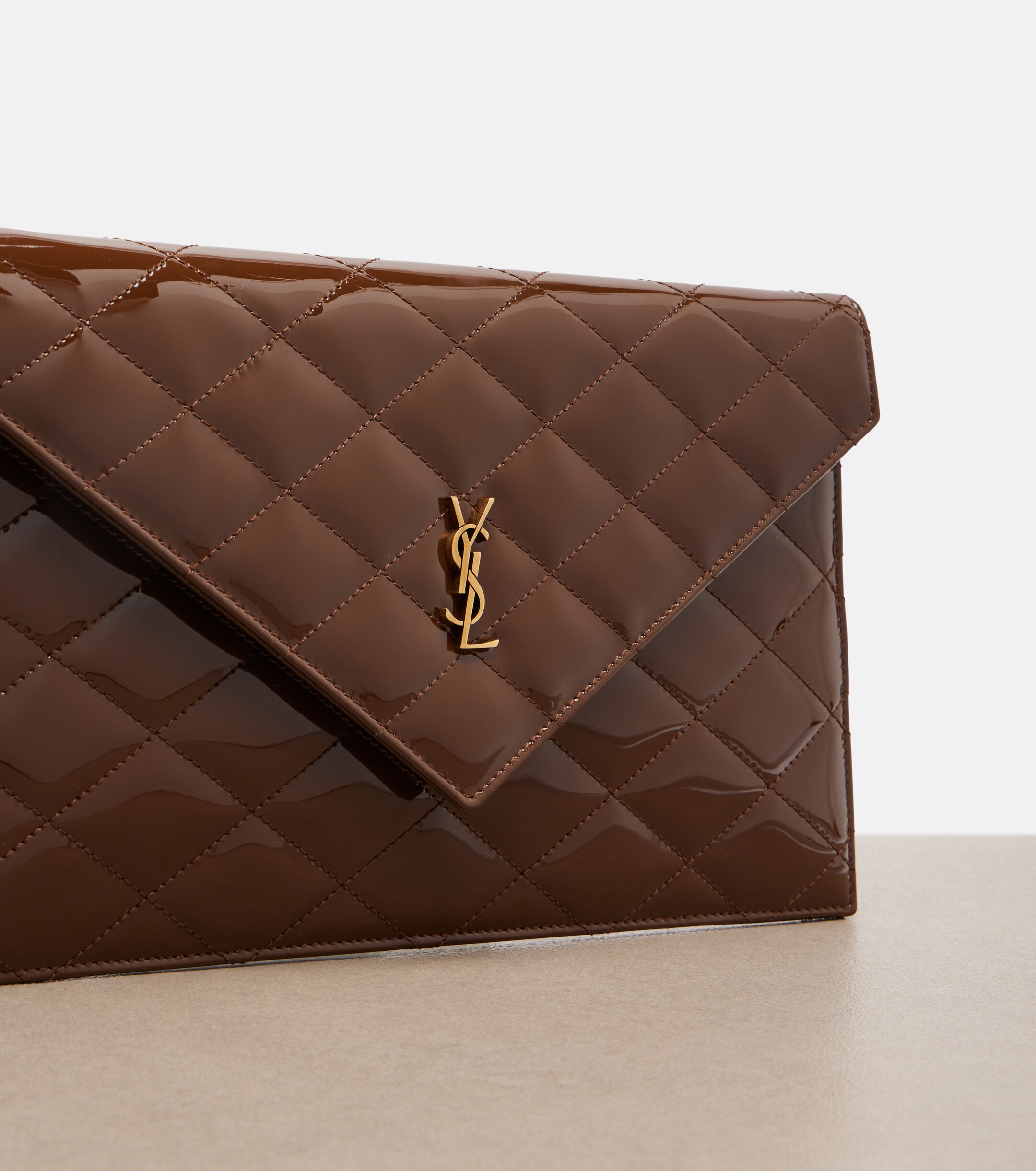 Saint Laurent Paris quilted patent leather pouch