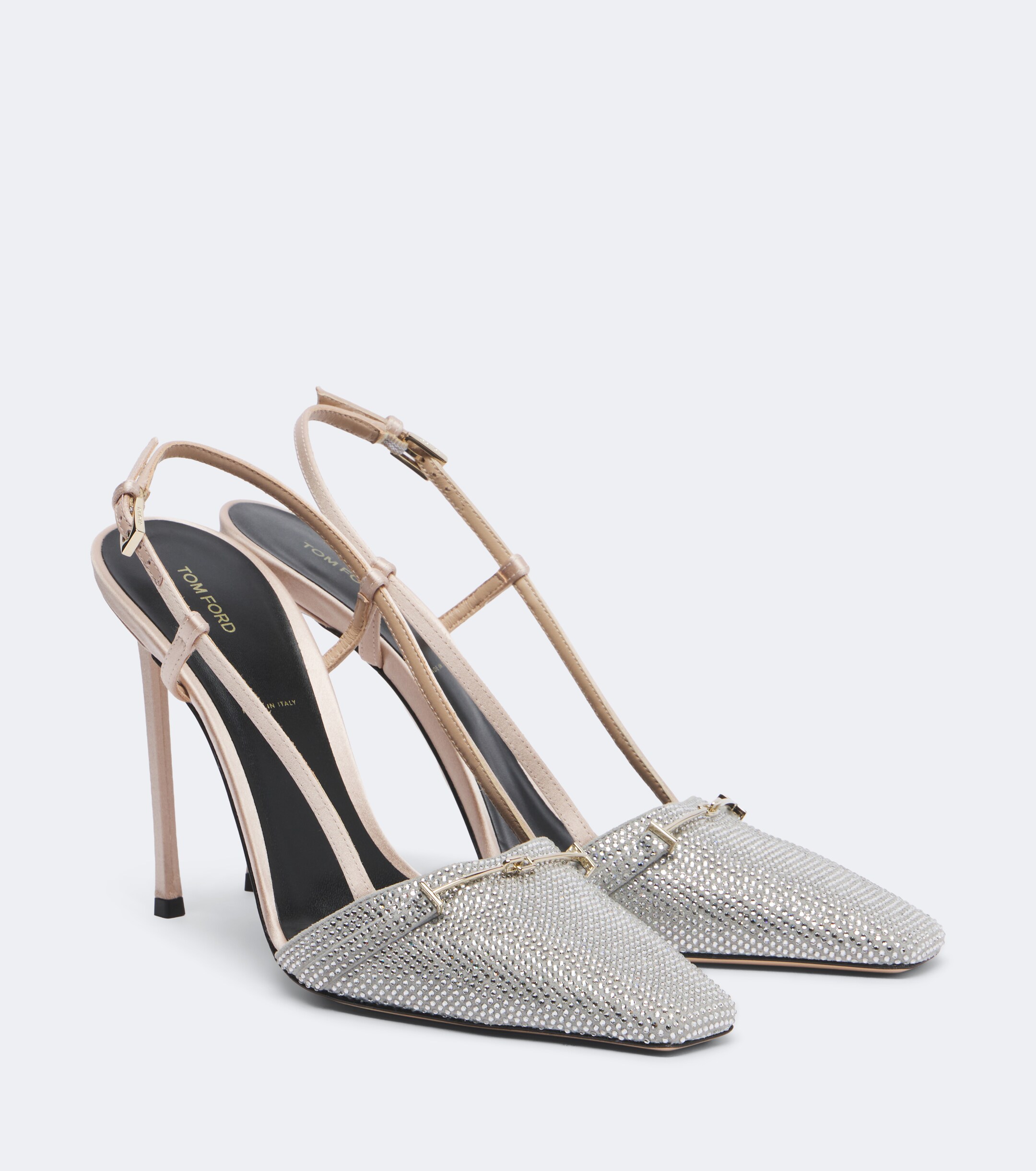 Tom Ford Tom Ford Arc embellished satin slingback pumps