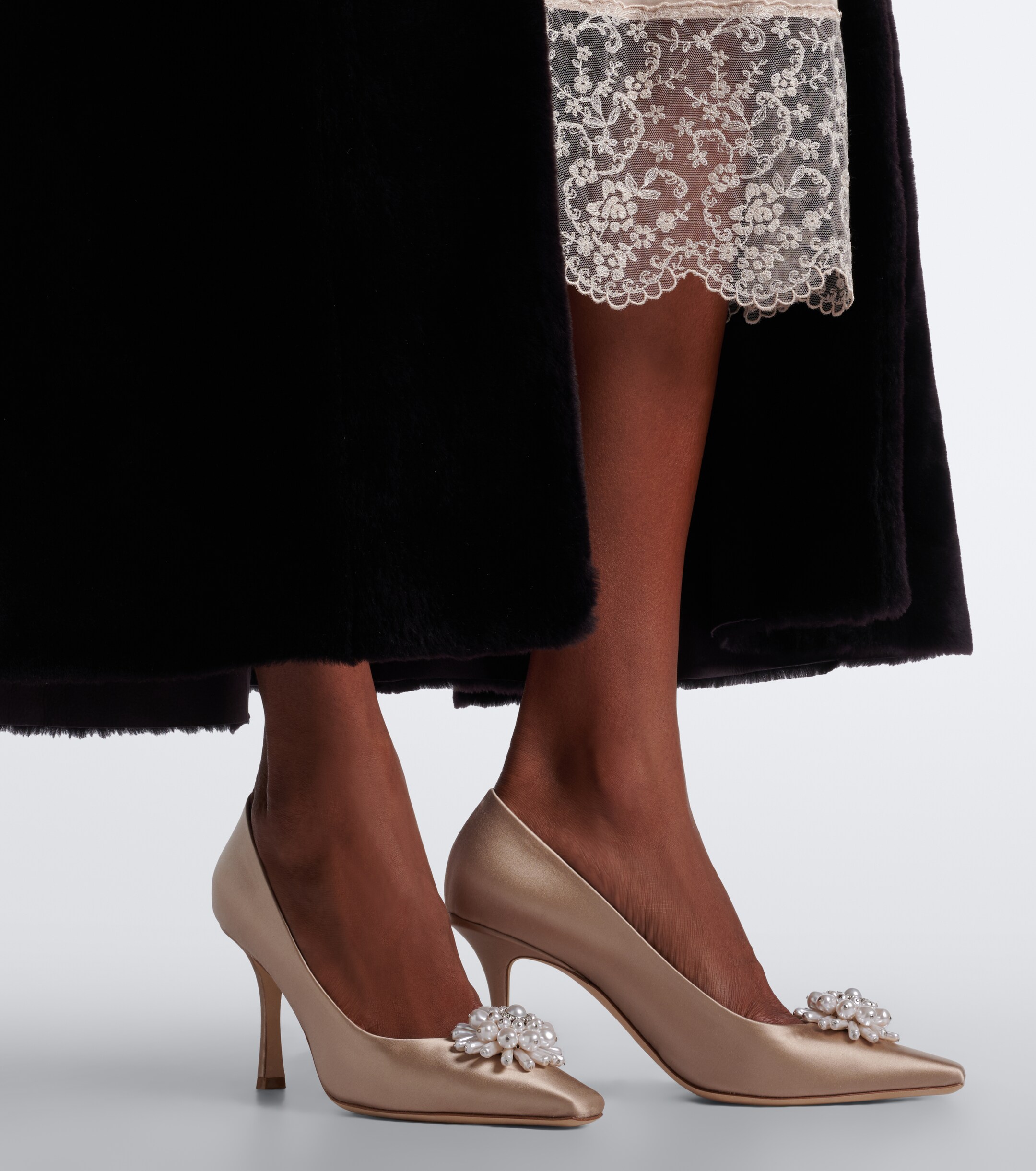 JIMMY CHOO Jimmy Choo Ines embellished satin pumps