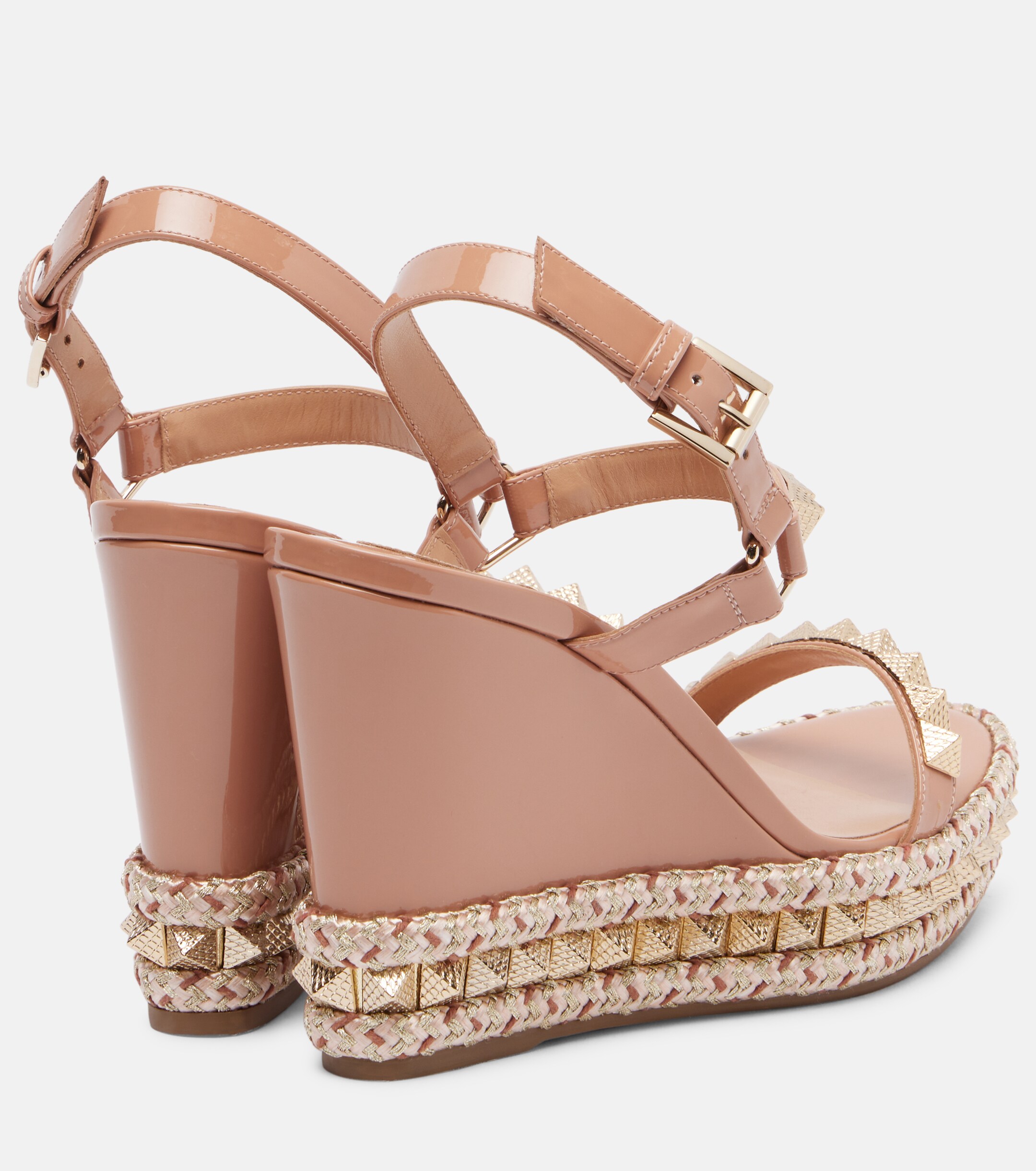 CHRISTIAN LOUBOUTIN Pyraclou 110 leather espadrille wedges