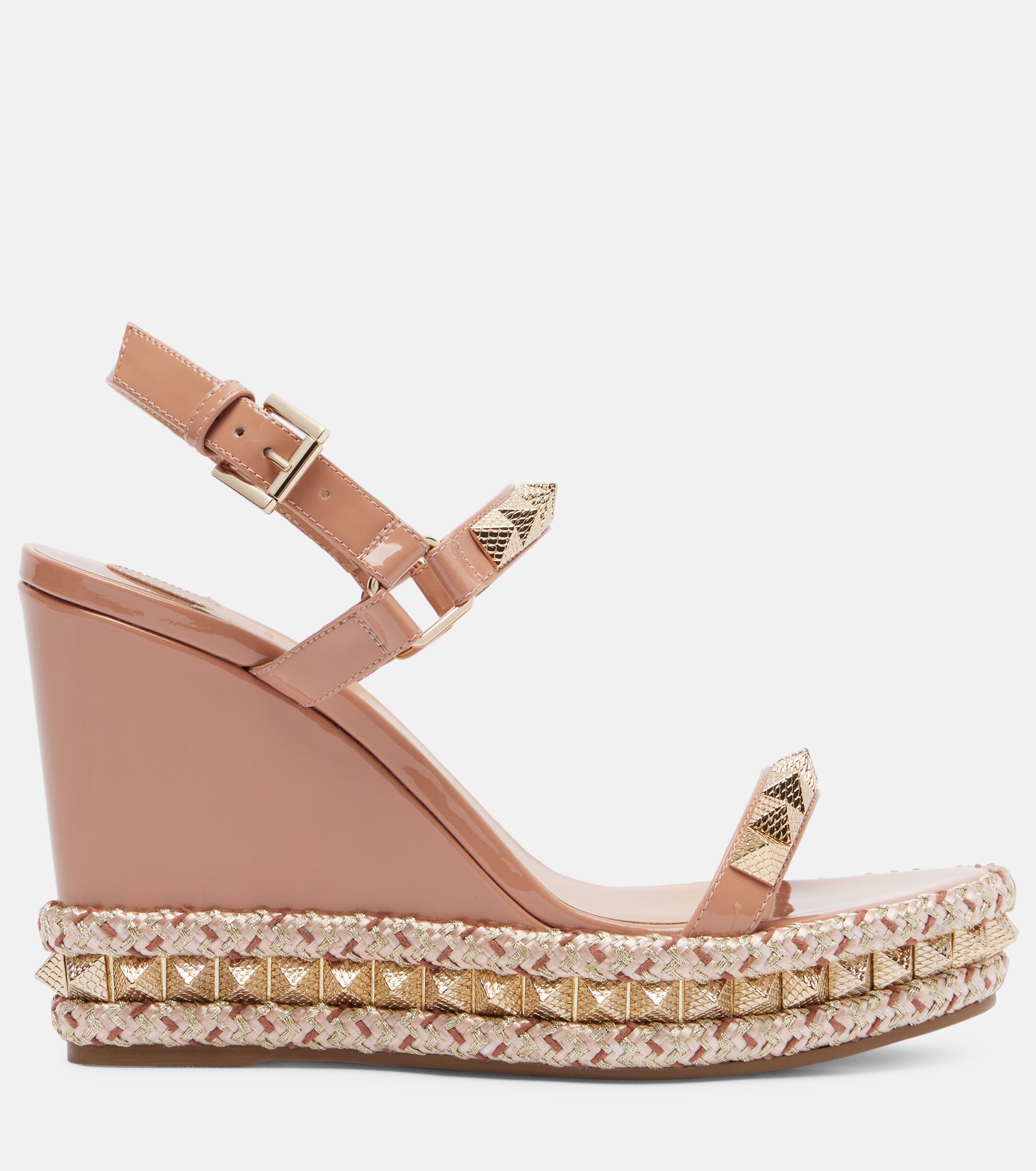 CHRISTIAN LOUBOUTIN Pyraclou 110 leather espadrille wedges
