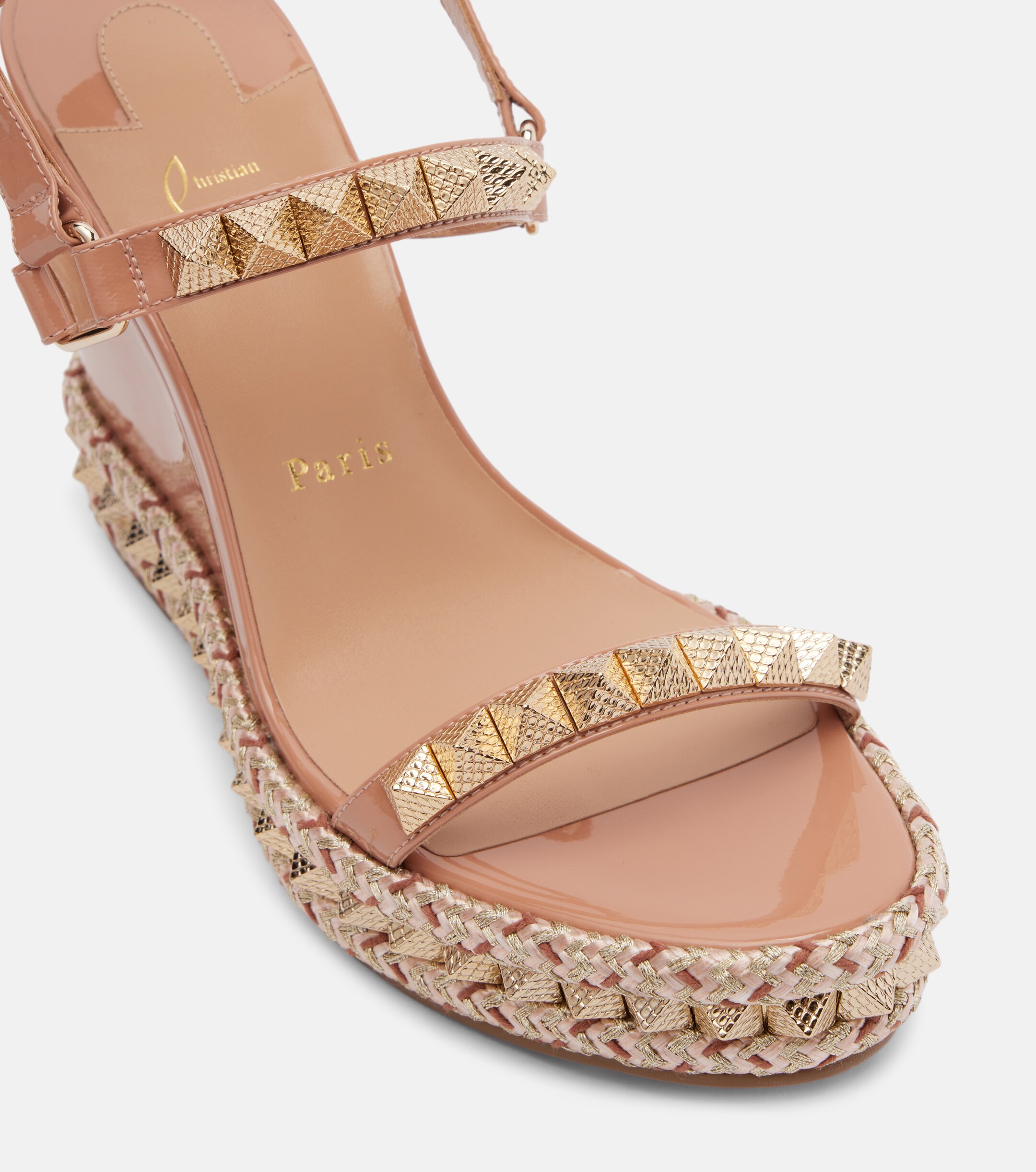 CHRISTIAN LOUBOUTIN Pyraclou 110 leather espadrille wedges