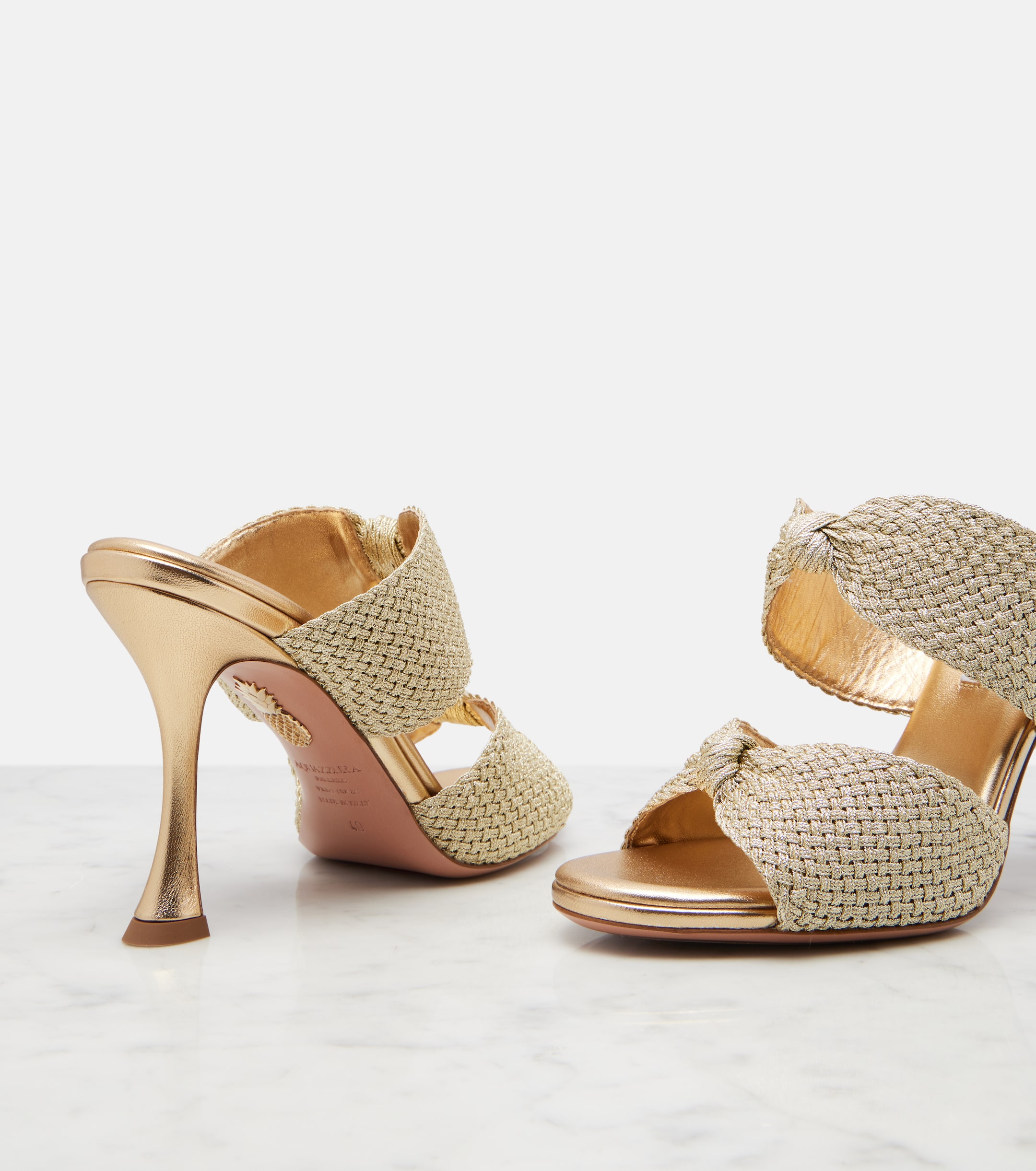 AQUAZZURA Smile raffia-effect mules