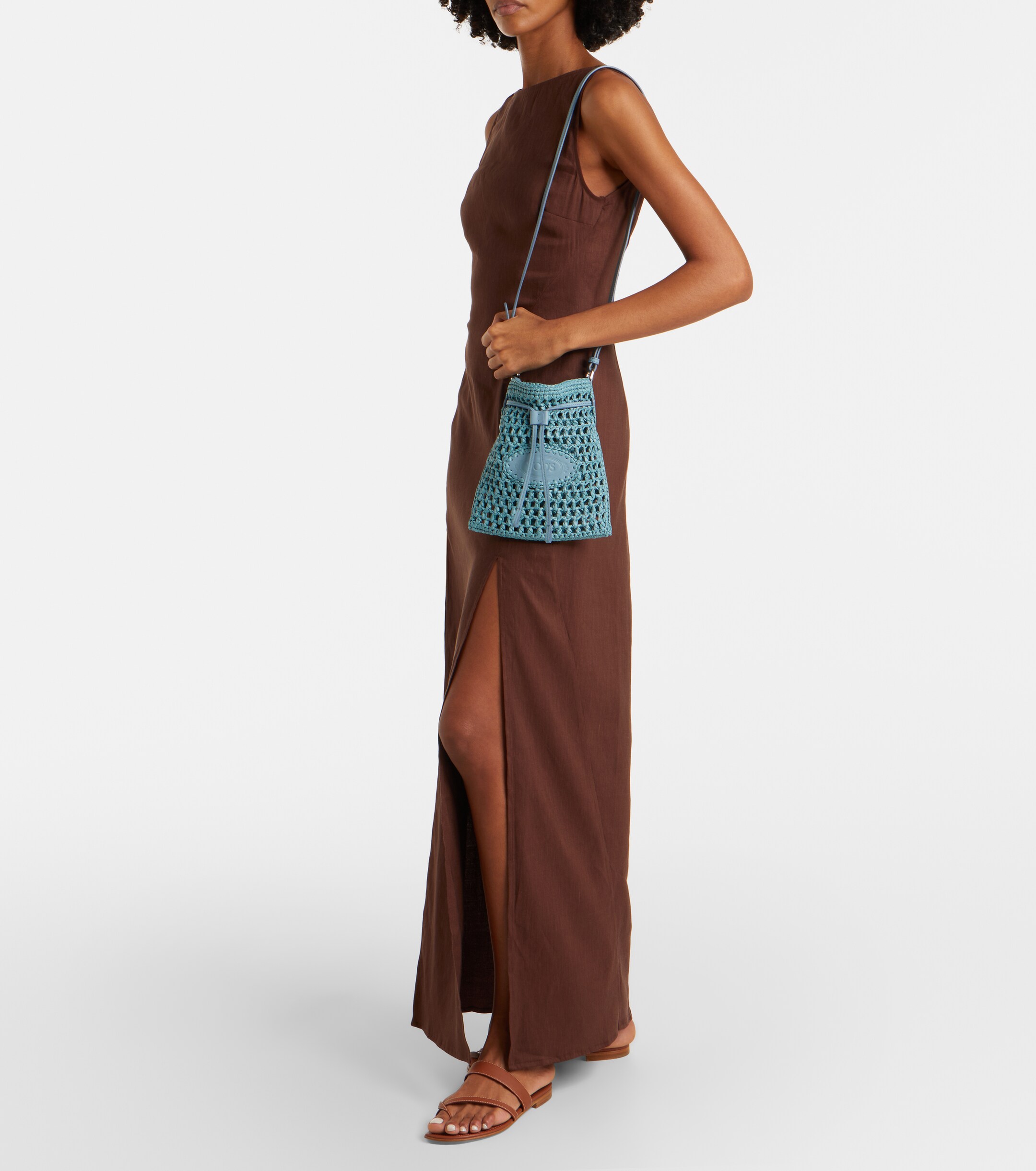 Tod's EBL Mini raffia-effect bucket bag