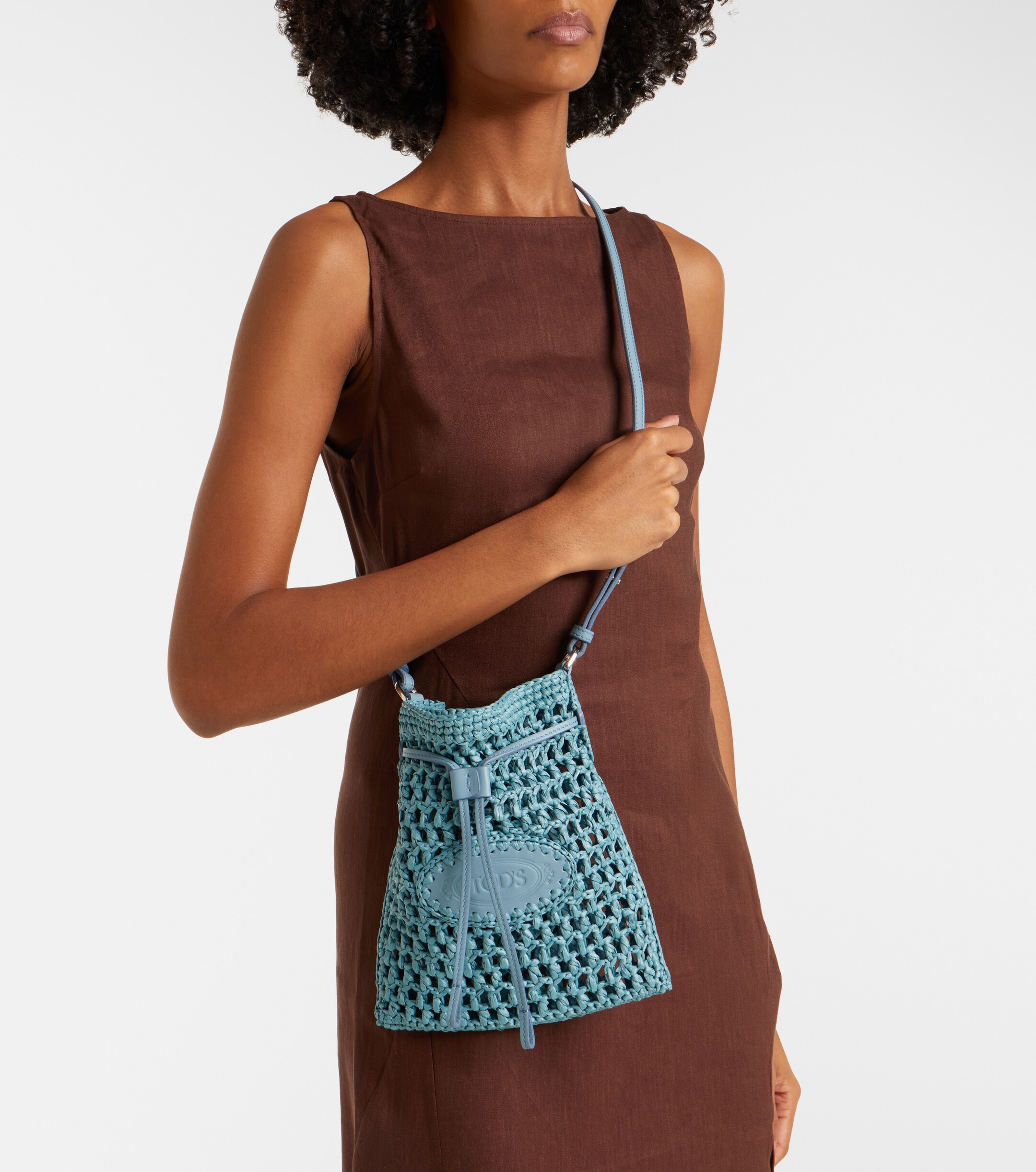 Tod's EBL Mini raffia-effect bucket bag