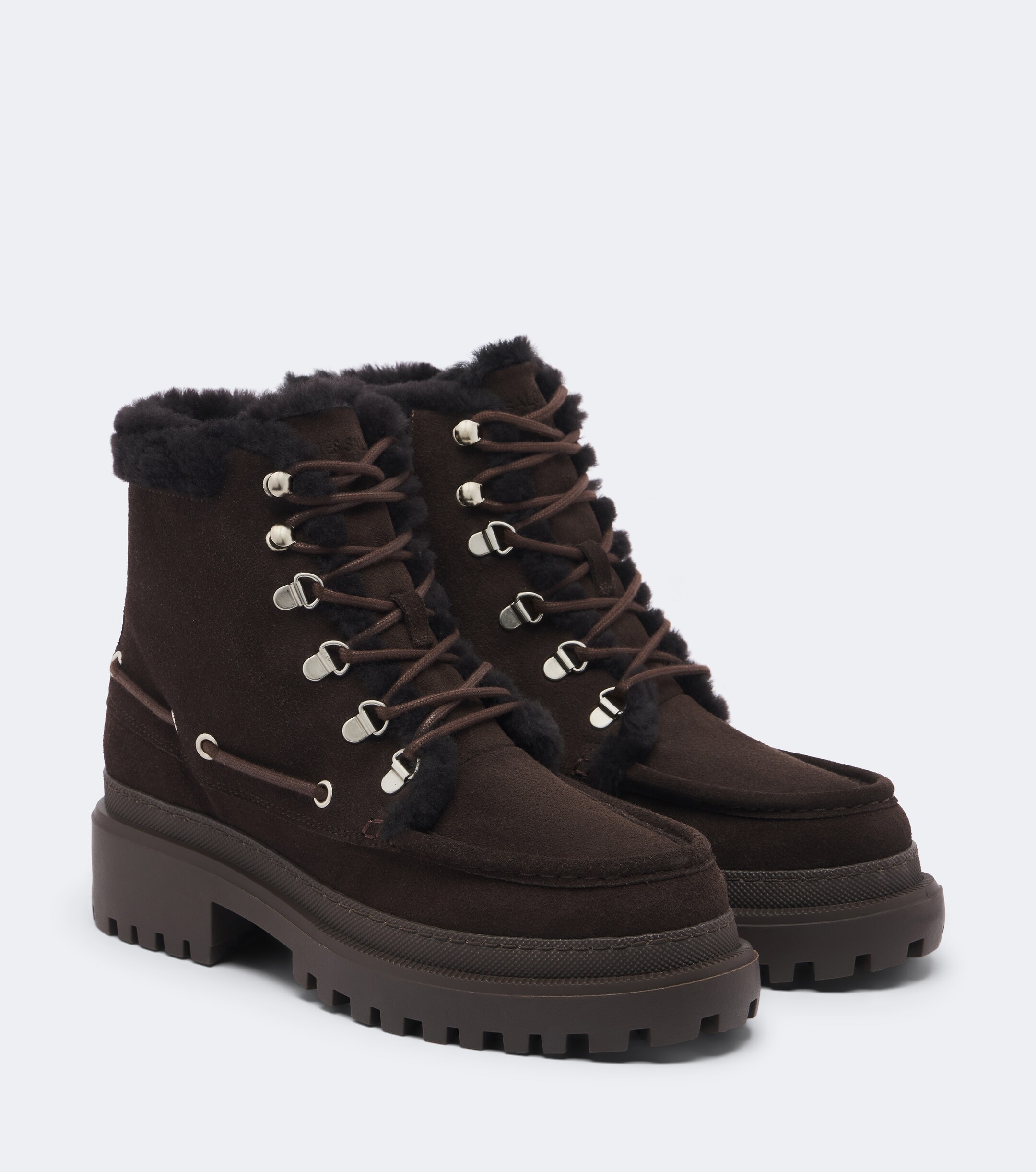 Yves Salomon Yves Salomon Shearling-lined suede lace-up boots