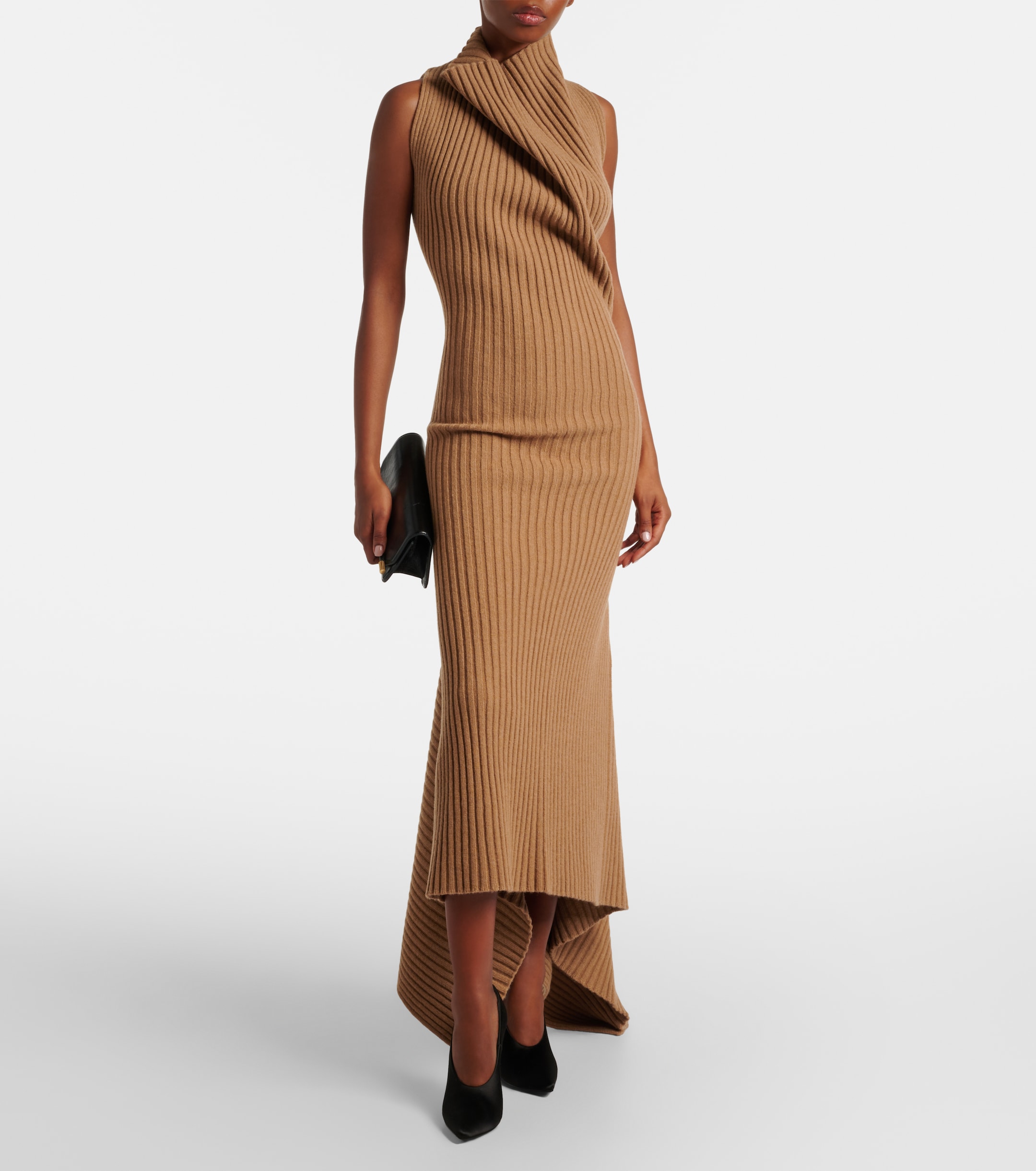 Victoria Beckham - Draped ribbed-knit wool-blend maxi dress | Plush